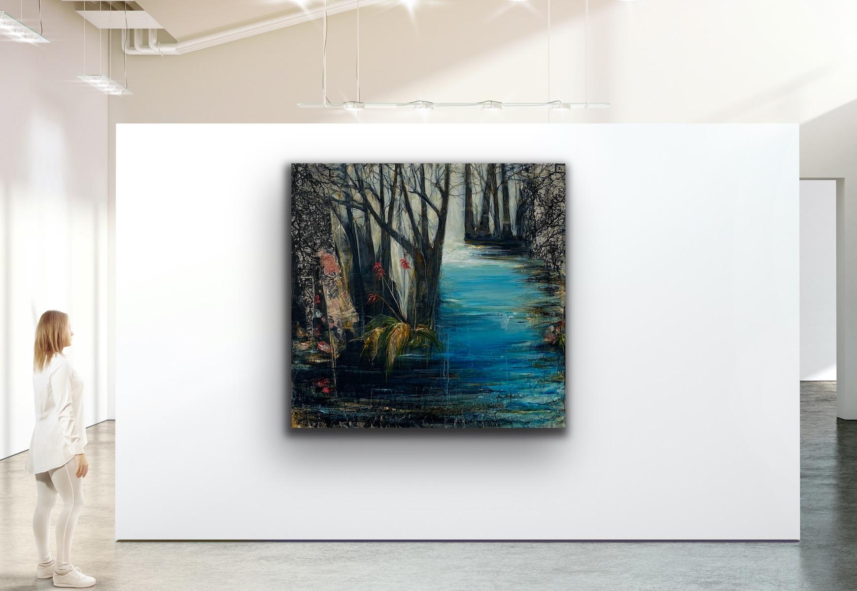 This is a sculptural painting, where the rawness of nature meets the interior.  This painting is painted on board with rear-supporting structure for hanging on the wall.  Ann-Helen’s paintings contain elements of real as well as invented nature, in