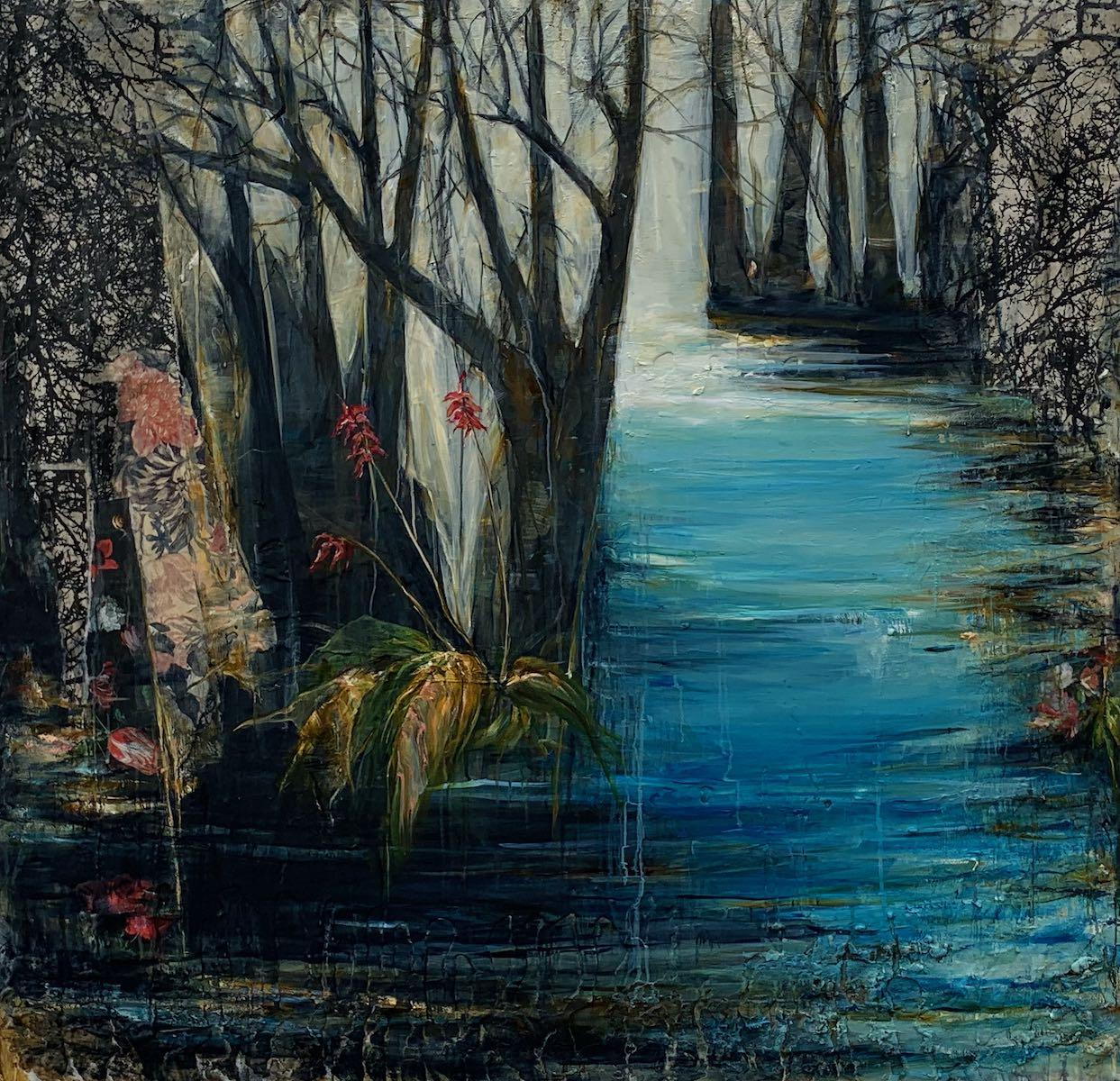 Darkness Didn't Fall, Light Only Slipped Around the corner, Swedish Oil Painting - Mixed Media Art by Ann Helen English