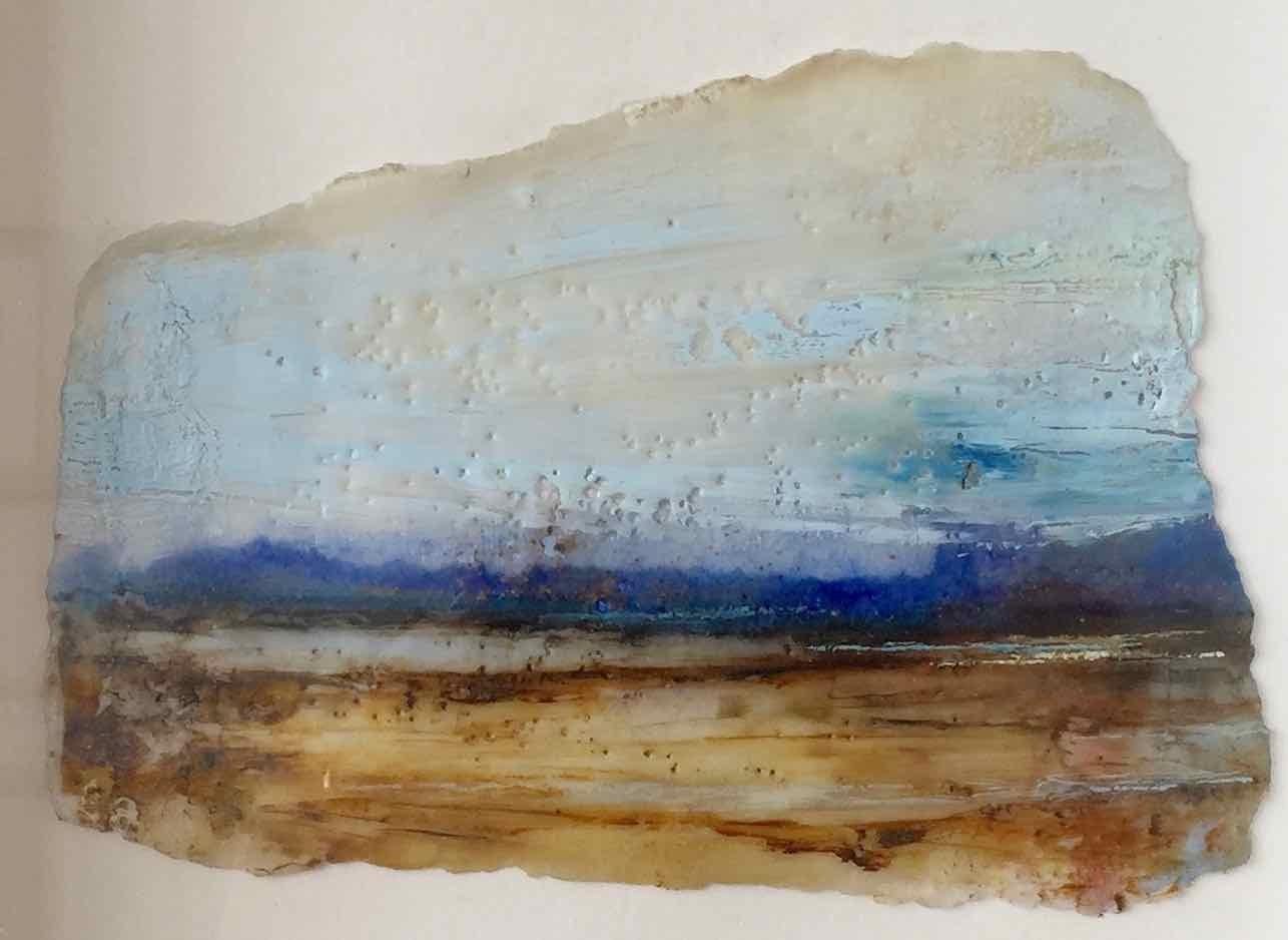 Light and Land II: Postcard-sized painting by Ann-Helen English - Mixed Media Art by Ann Helen English