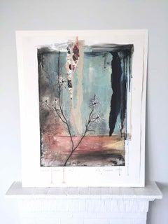 Untold Stories III, No 5: Hand Painted Etching with Collage by Ann-Helen English