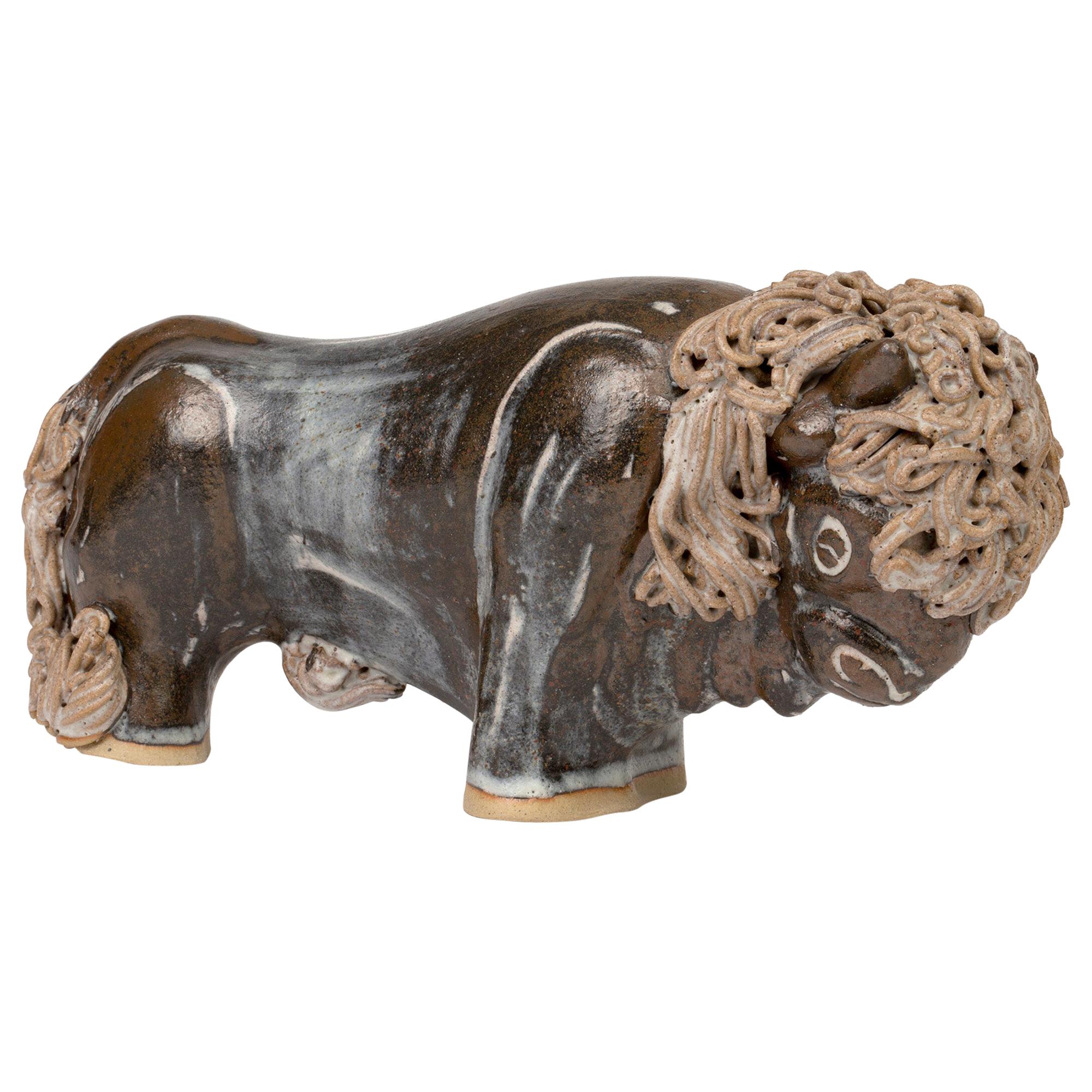 Ann & John Farquharson Studio Pottery Sculptural Bison Figure For Sale