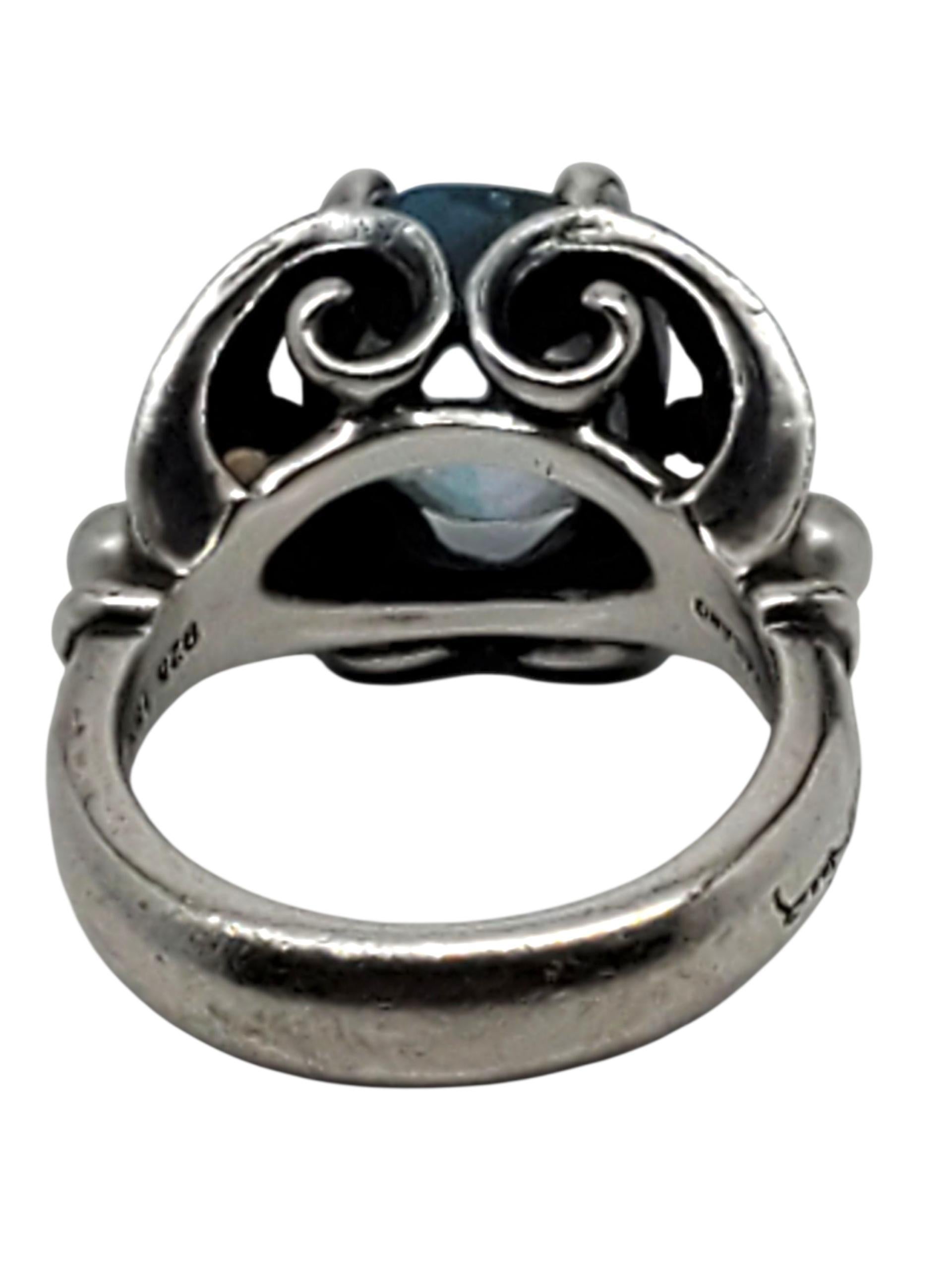 Ann King Anillo de mariposa de cuarzo azul de 18 quilates y plata de ley Talla 6 #23773 en venta 4