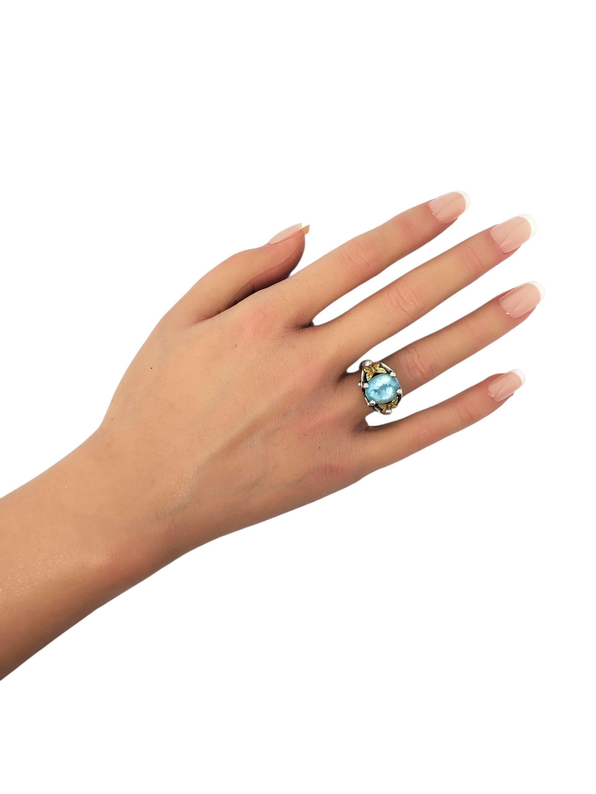 Ann King Anillo de mariposa de cuarzo azul de 18 quilates y plata de ley Talla 6 #23773 Corte oval en venta