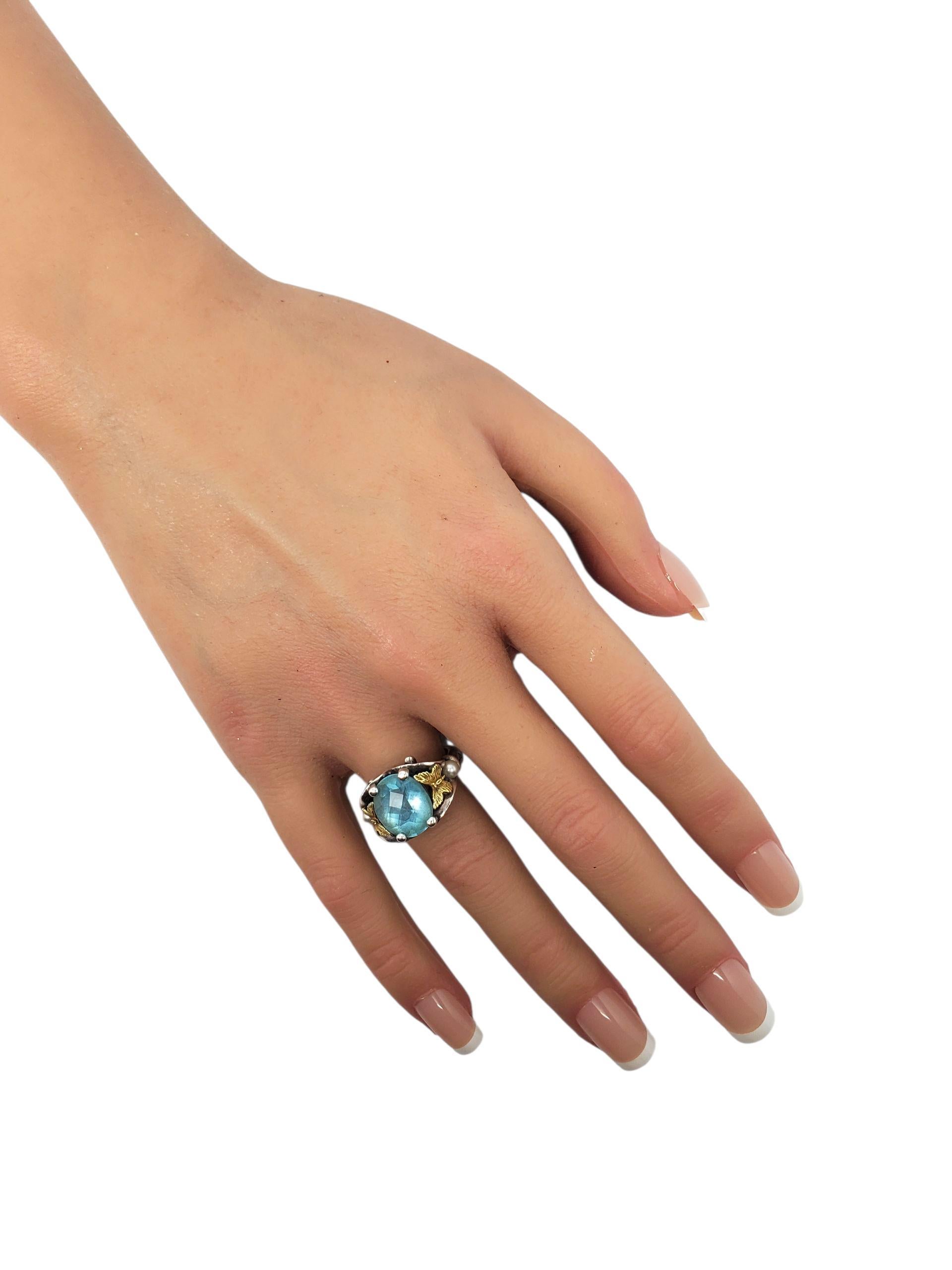 Ann King Anillo de mariposa de cuarzo azul de 18 quilates y plata de ley Talla 6 #23773 en Bueno estado para la venta en Washington Depot, CT