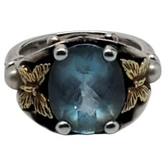 Ann King Sterling Silver 18k Blue Quartz Butterfly Ring Size 6 #23773