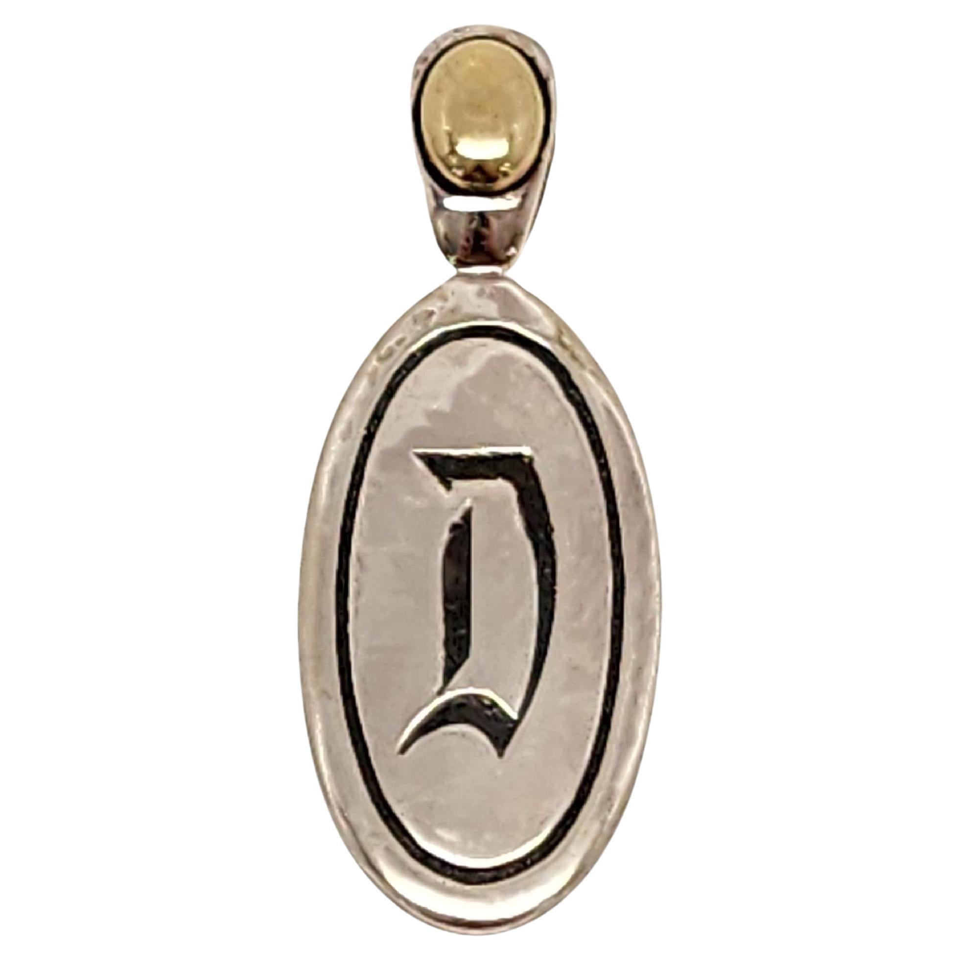 Ann King Sterling Silver 18K Gold Accent Initial D Pendant #16715