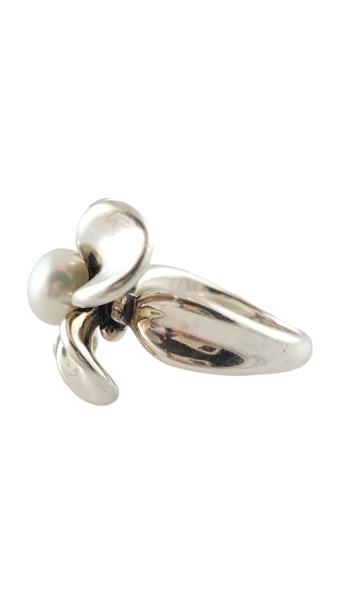 Round Cut Ann King Sterling Silver Pearl Flower Ring & Pendant Set #17910