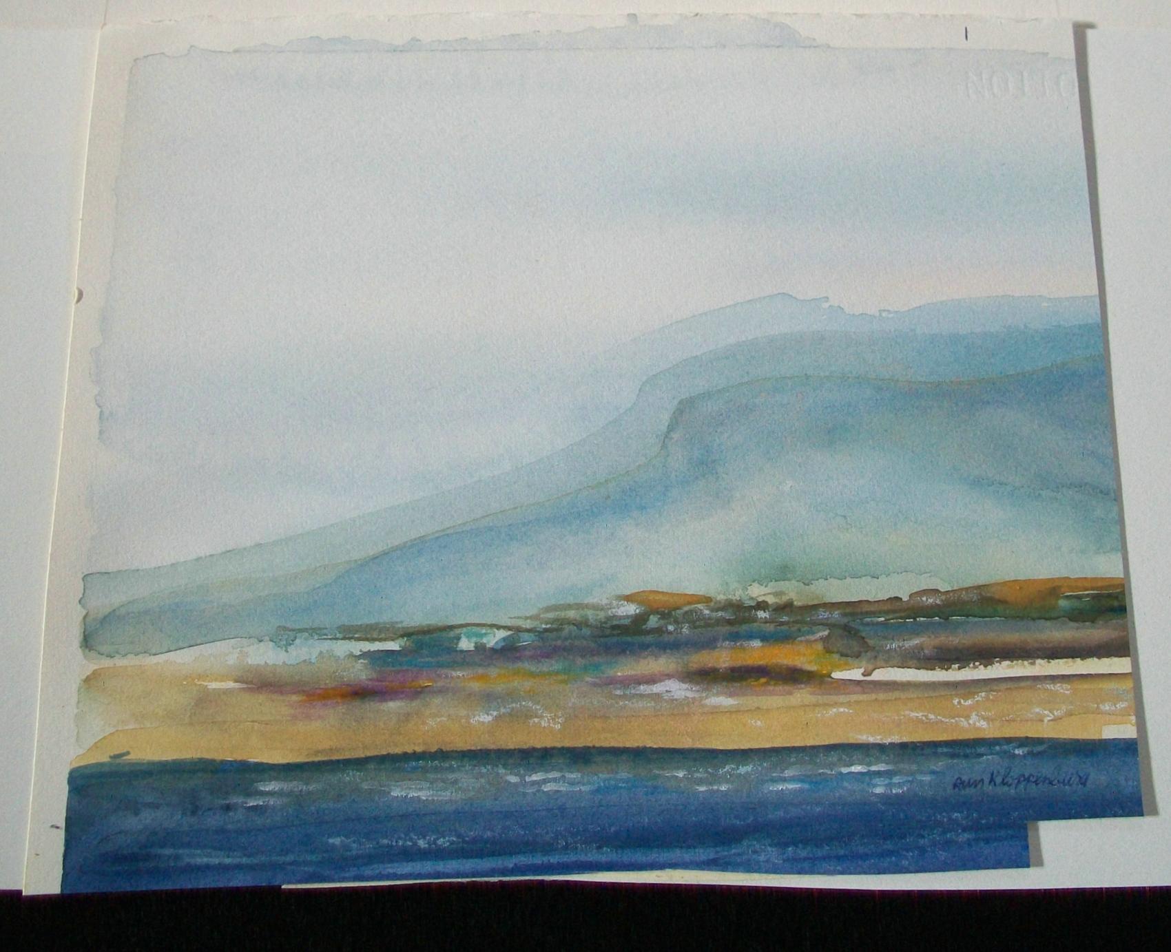 Modern ANN KLOPPENBURG - 'Mullaghmore Beach' - Watercolor Painting - Canada - C. 1990's For Sale