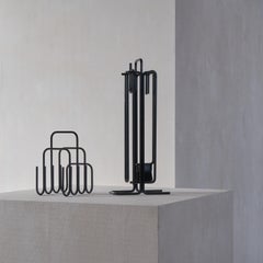 Ann Maes Set of Modernist Fireplace Tools & Literature Holder