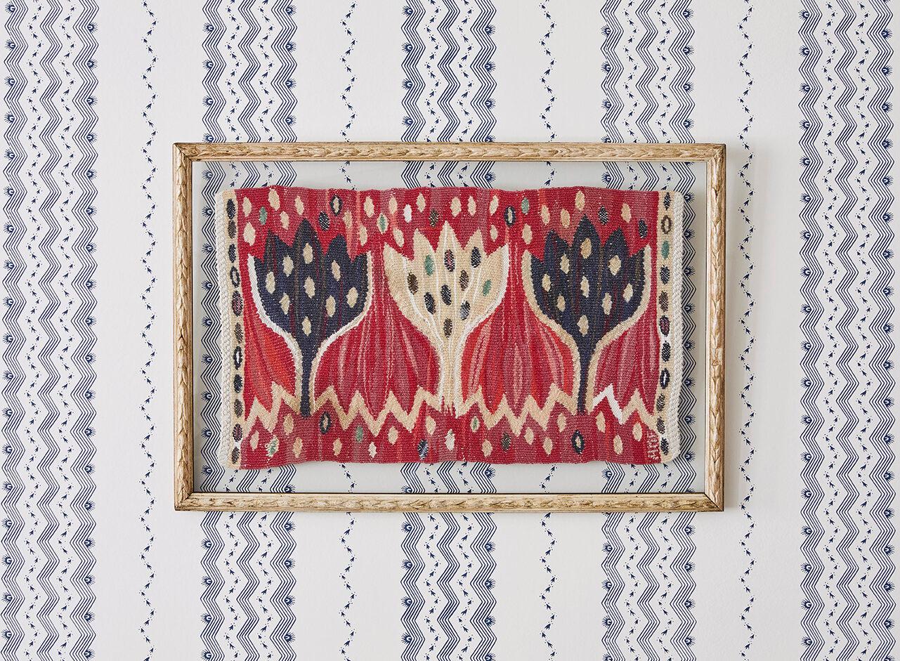 Ann-Mari Forsberg
Sweden, Vintage

Woven wall tapestry “Crocus, red” in antique frame. Signed AMF. Designed 1945. Handwoven at Märta Måås-Fjetterström AB, Båstad, Sweden.

Märta Måås-Fjetterström (1873-1941), considered to be Sweden’s greatest