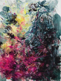 "Burning Inside IV" --  Abstract Painting on Paper by Ann Marie Auricchio