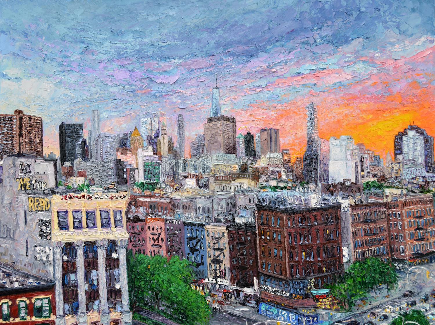 Ann Marie Coolick Landscape Painting - Sunset on Empire City, Original Impressionist Painting
