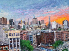 Sunset on Empire City, Original Impressionist Painting