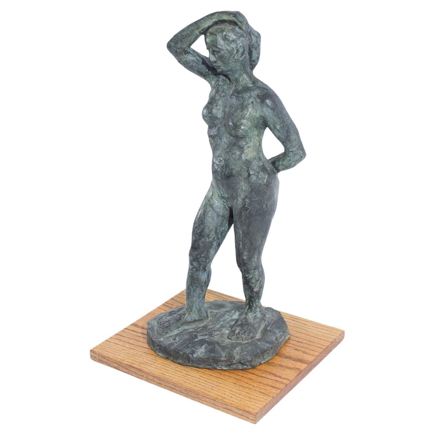 Ann Meranus Signed Bronze Sculpture of a Nude Female Figure