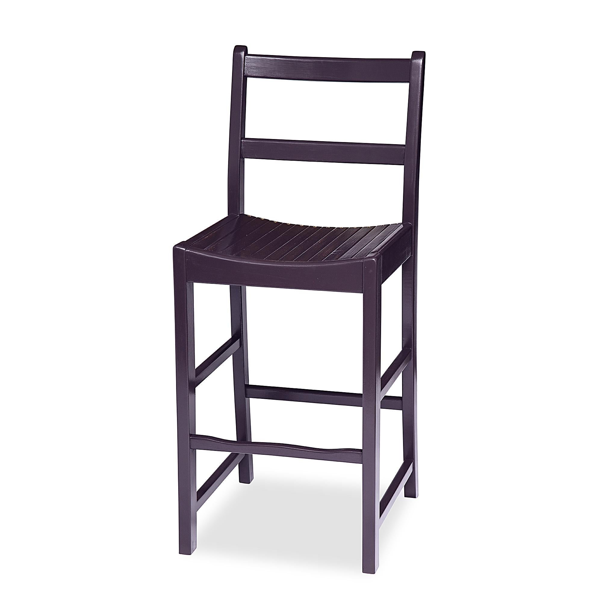 Available in any wood finish or paint color

Custom made to any seat height

The A-M Bar Stool is completely custom made. The seat height is custom and can be any height not exceeding 30″. The color is custom. The A-M Bar Stool can be painted or