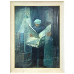 Ann Murphey “The Shoe Shine Man” Impressionist Oil Painting, 1962