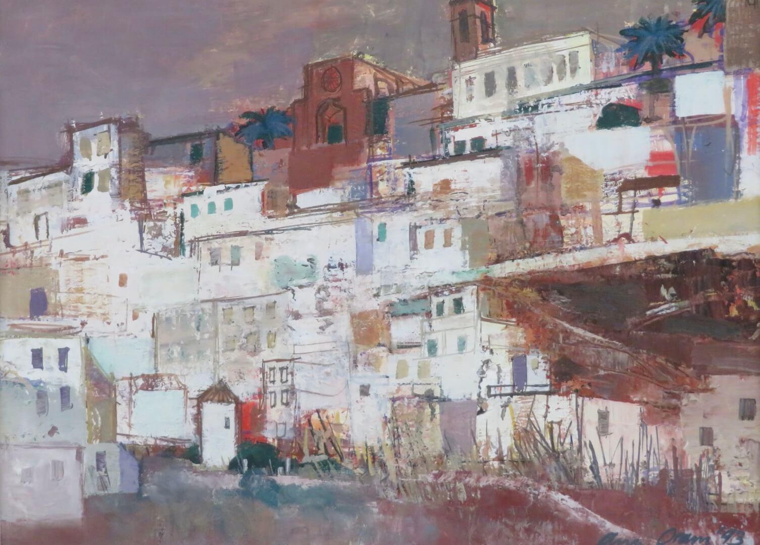 ANN ORAM RSW (1956-) English Original Oil Painting of a SPANISH LANDSCAPE 1992 3