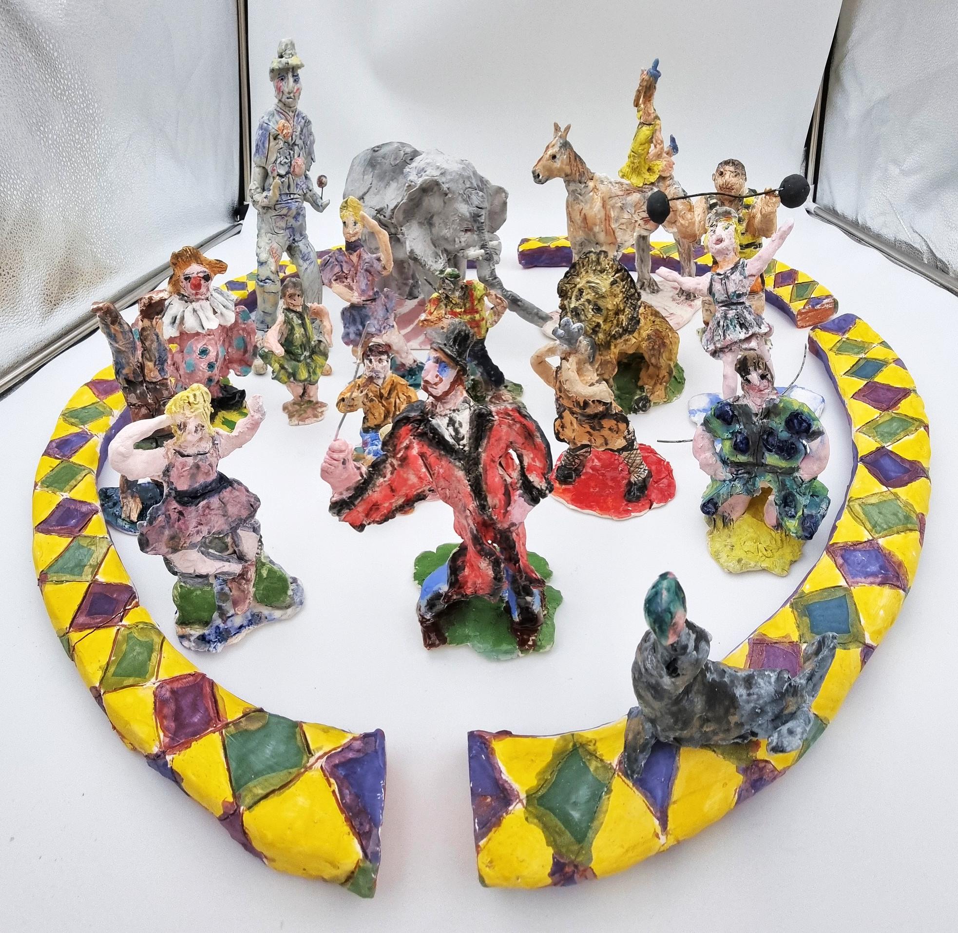 Circus Set (Circus, Fun, Cirque du Soleil, The Ringling Bros, Barnum & Bailey) - Sculpture by Ann Rothman