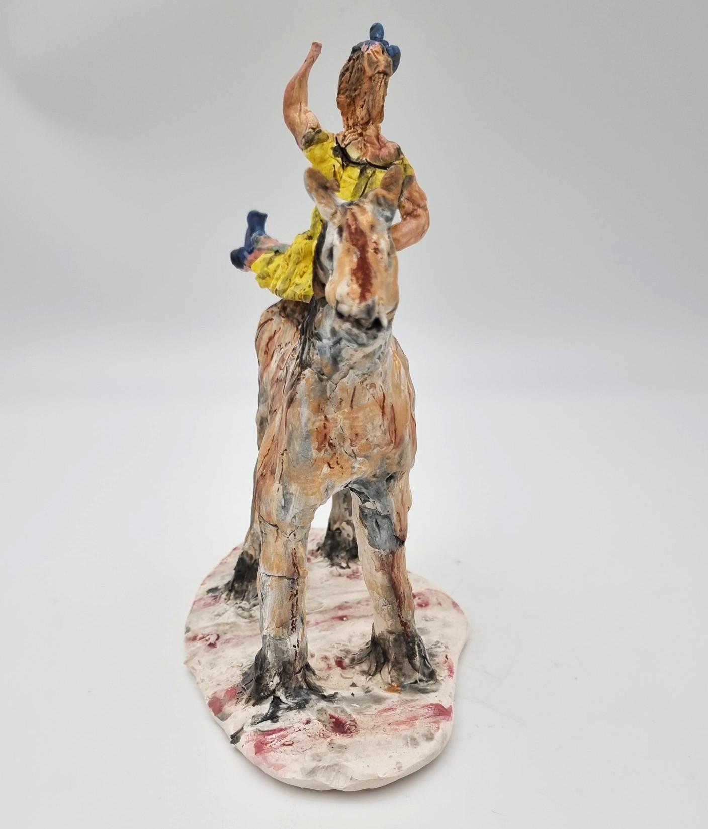 Ann Rothman
Female Acrobat on Horseback (Circus, Whimsical, Viola Frey, Delicate, Playful, Fun, Cirque du Soleil, The Ringling Bros., Barnum & Bailey)
2021
Porcelain, Low Fire Glazes, Crayons, Watercolors
Fired Cone 06, 04
9.25 x 5 x 8.5 inches
COA