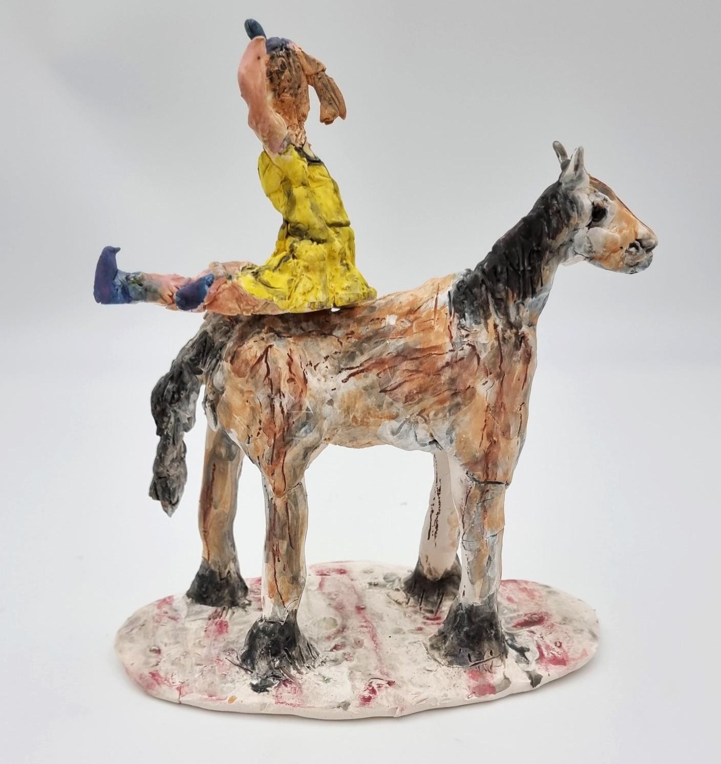 Female Acrobat on Horseback (Circus, Whimsical, Viola Frey, Delicate, Playful) For Sale 2