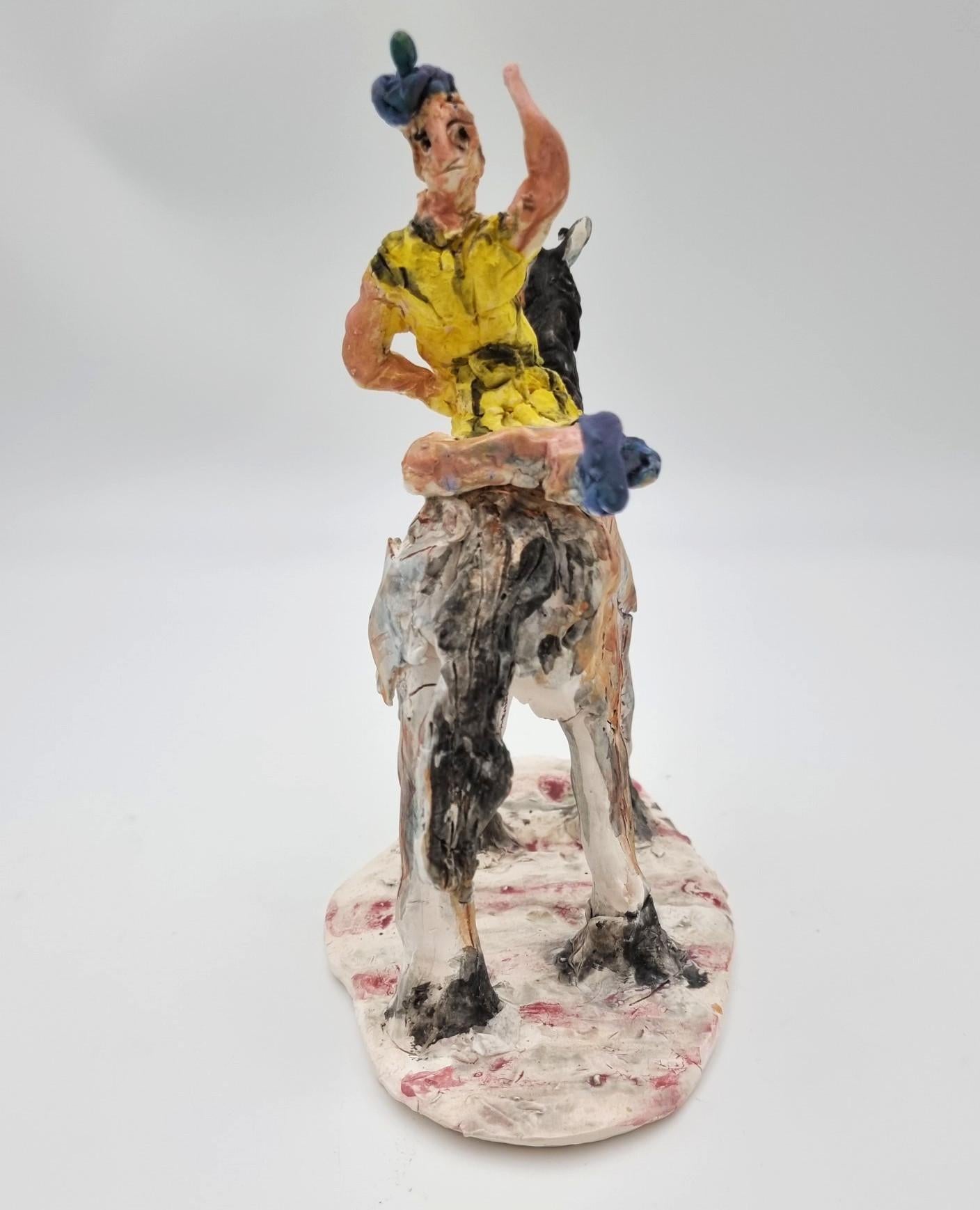 Ann Rothman
Acróbata femenina a caballo (Circo, Caprichoso, Viola Frey, Delicado, Juguetón, Divertido, Cirque du Soleil, The Ringling Bros., Barnum & Bailey)
2021
Porcelana, Esmaltes de bajo fuego, Crayones, Acuarelas
Cono de cocción 06, 04
9,25 x 5