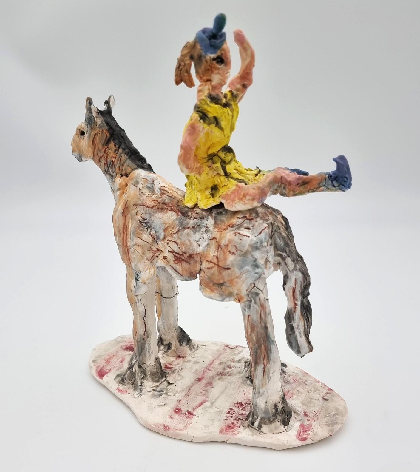 Female Acrobat on Horseback (Circus, Whimsical, Viola Frey, Delicate, Playful) For Sale 5