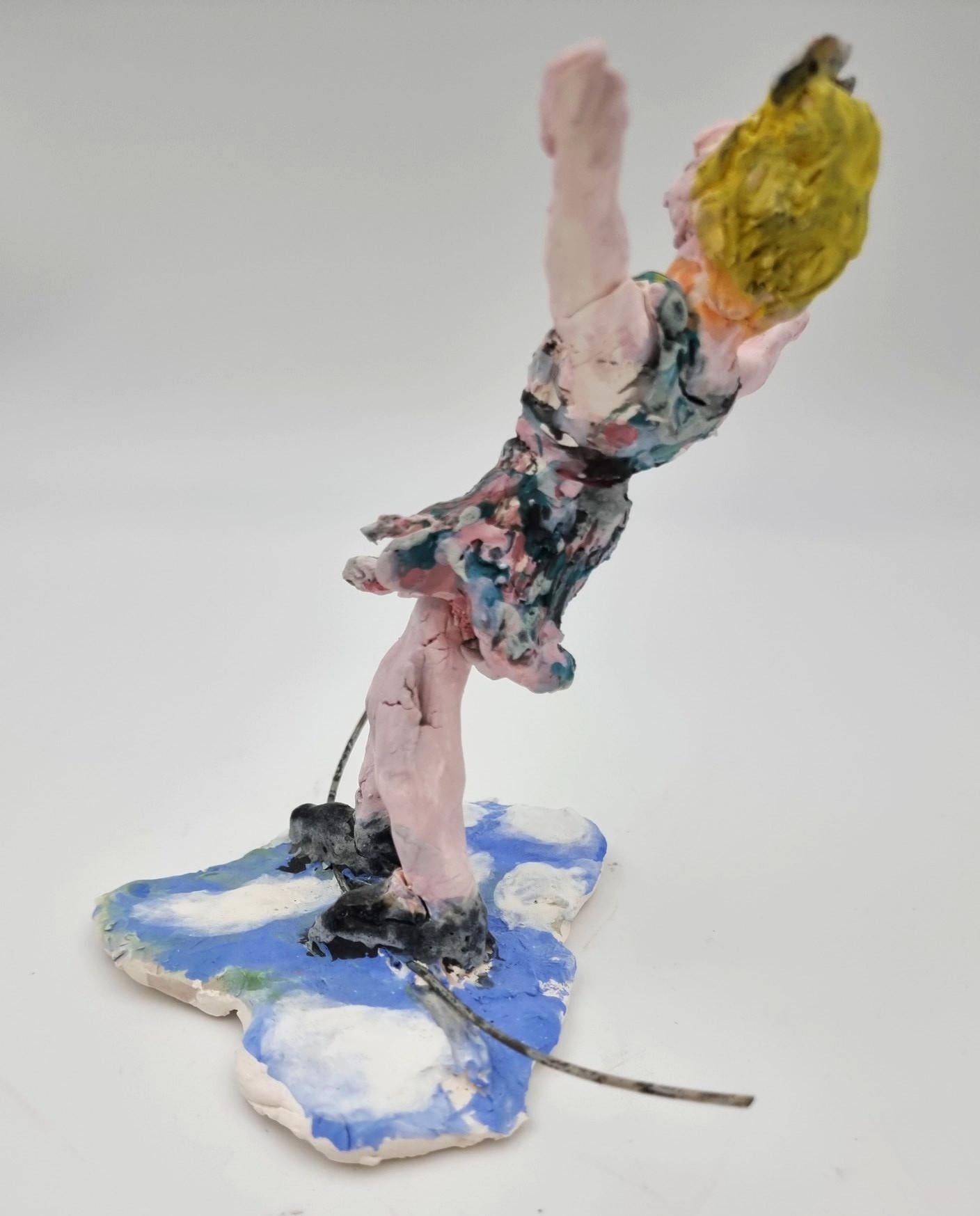Female Tightrope Acrobat (Circus, Whimsical, Viola Frey, Delicate, Playful, Fun) - American Modern Sculpture by Ann Rothman