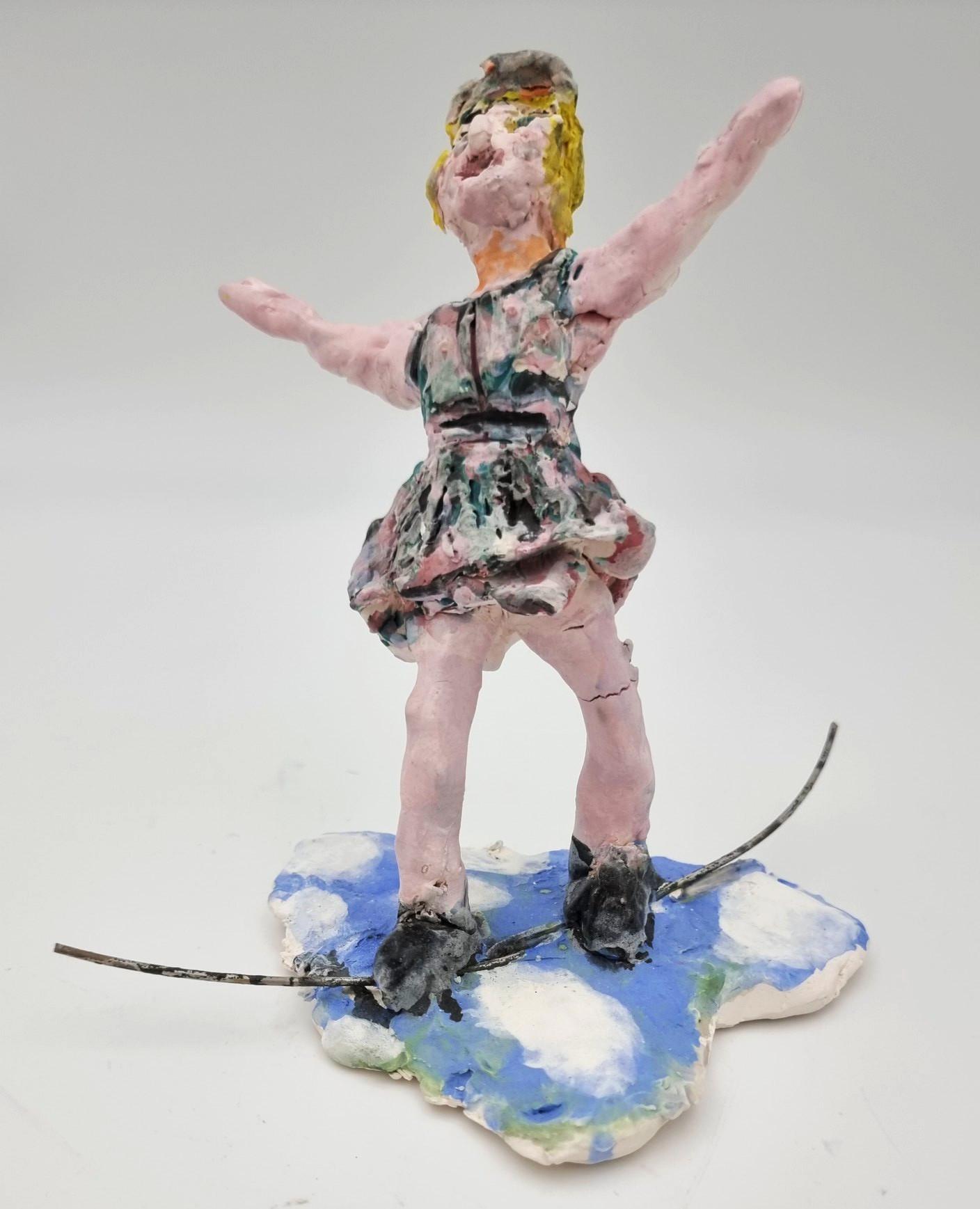 Female Tightrope Acrobat (Circus, Whimsical, Viola Frey, Delicate, Playful, Fun) - Sculpture by Ann Rothman
