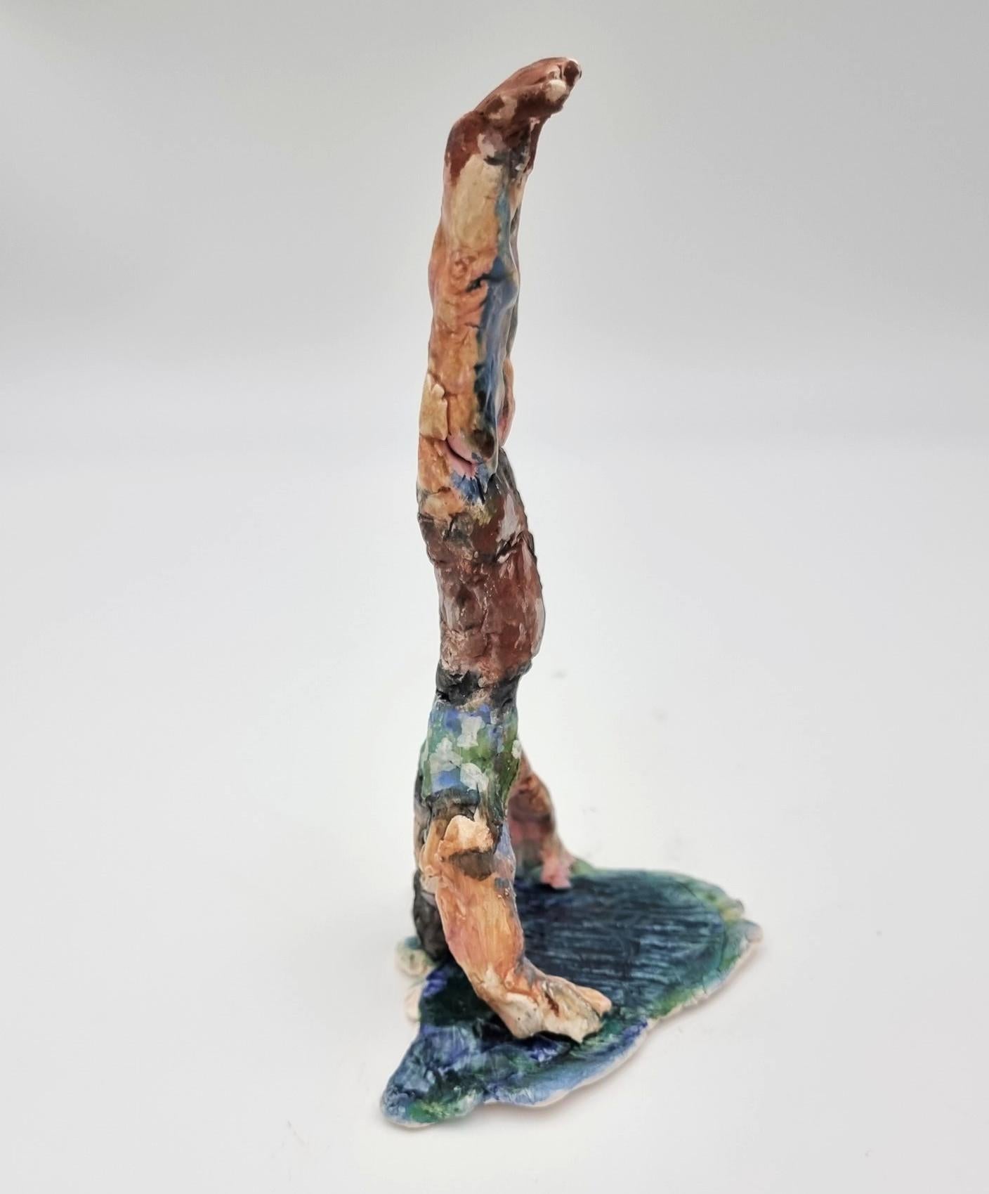 Headstand Acrobat (Circus, Whimsical, Viola Frey, Delicate, Playful, Fun) - Modern Sculpture by Ann Rothman