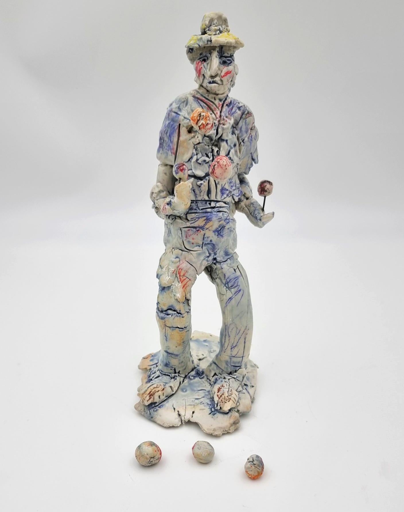 Juggler (Circus, Whimsical, Viola Frey, Playful, Fun, Cirque du Soleil, Fun) - Sculpture by Ann Rothman