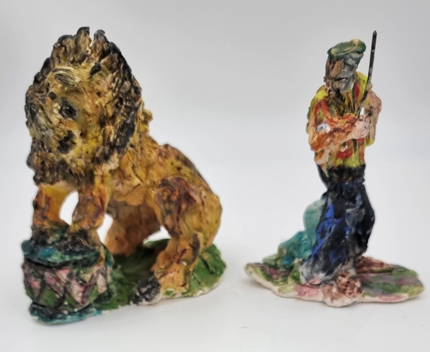 Lion and Lion Tamer (Circus, Cirque du Soleil, The Ringling, Barnum & Bailey) - Modern Sculpture by Ann Rothman