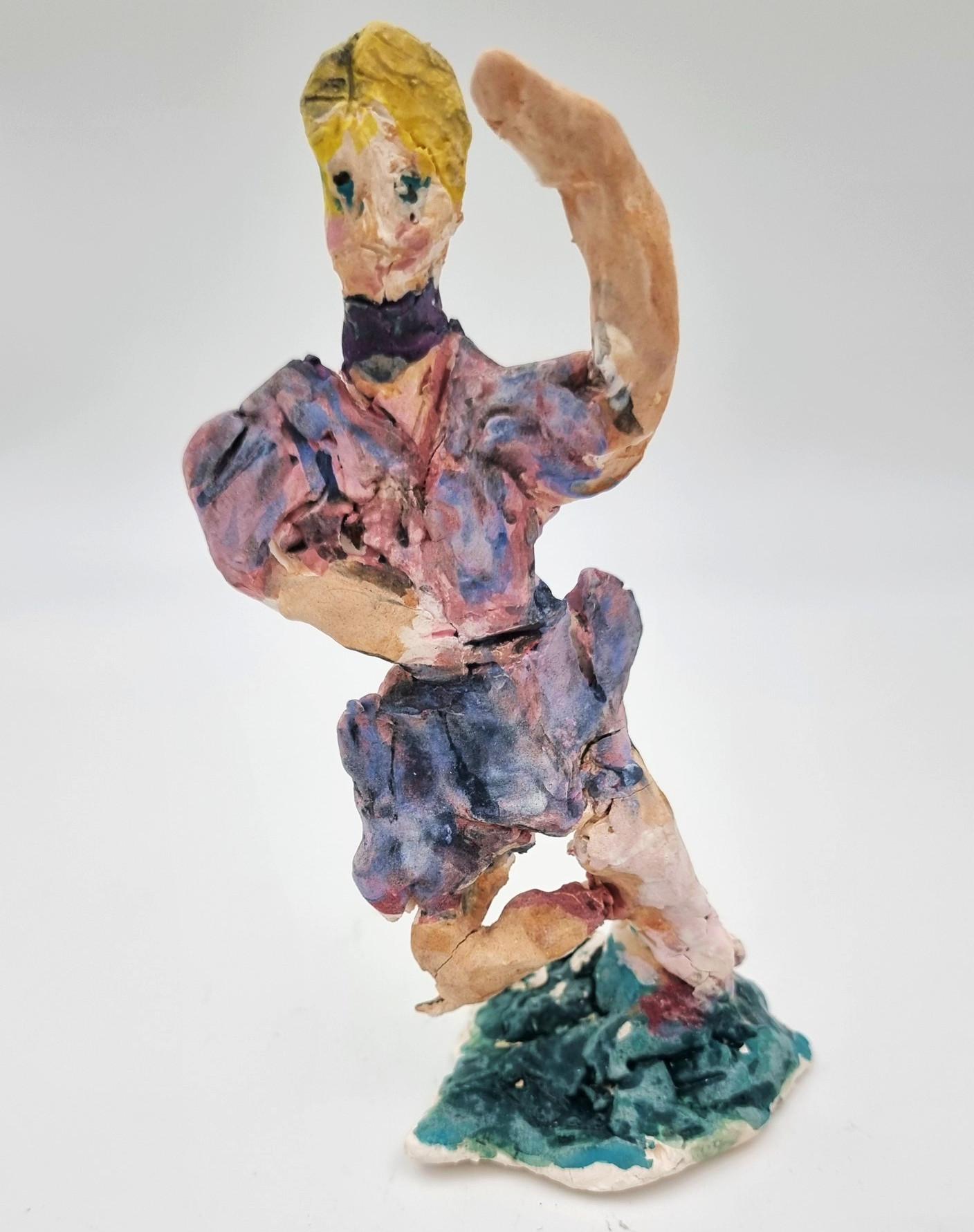 Purple Ballarina (Circus, Whimsical, Viola Frey, Cirque du Soleil, Ringling)  - Sculpture by Ann Rothman