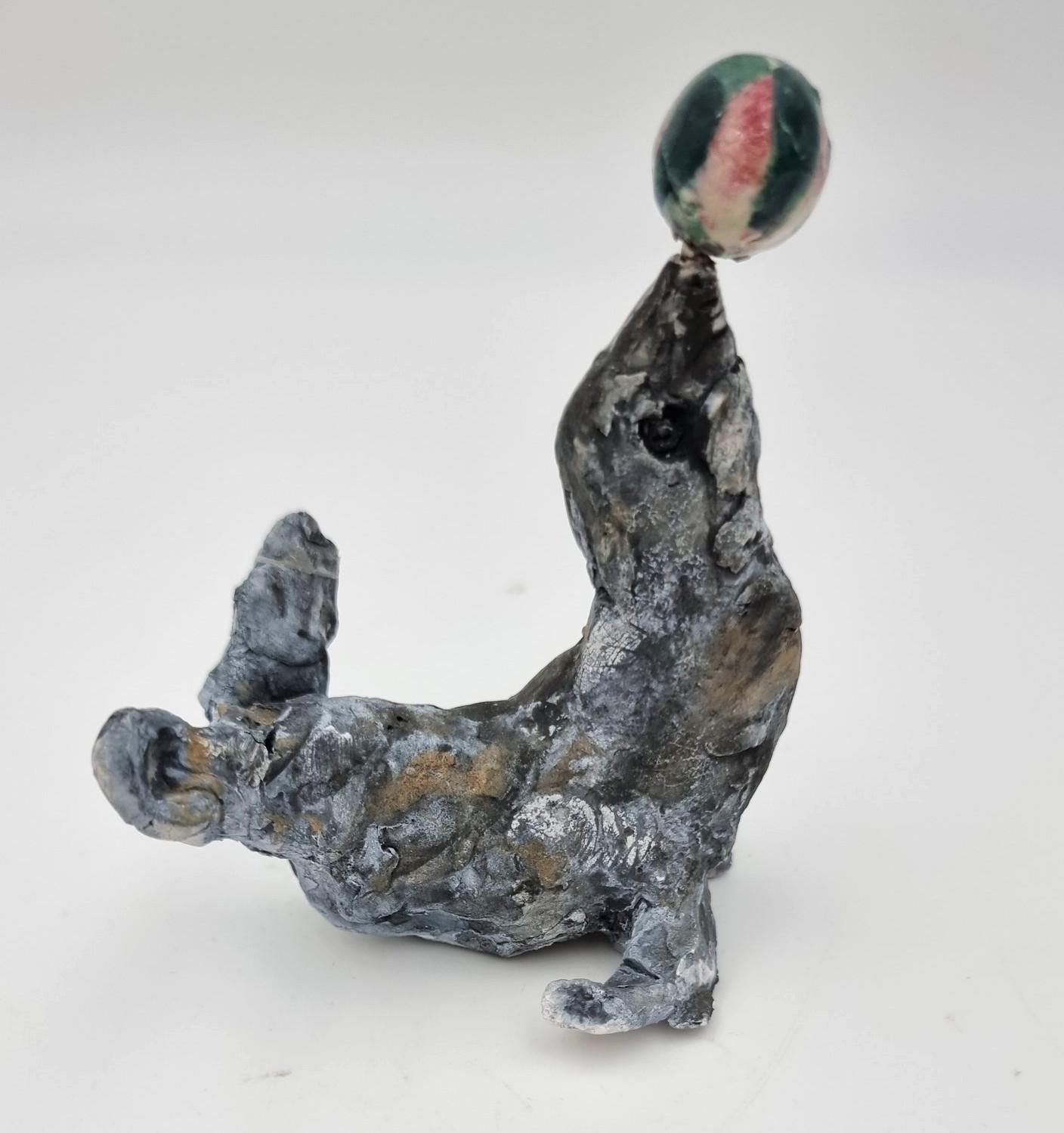 Ann Rothman Figurative Sculpture - Seal (Circus, Viola Frey, Cirque du Soleil, The Ringling Bros, Barnum & Bailey)