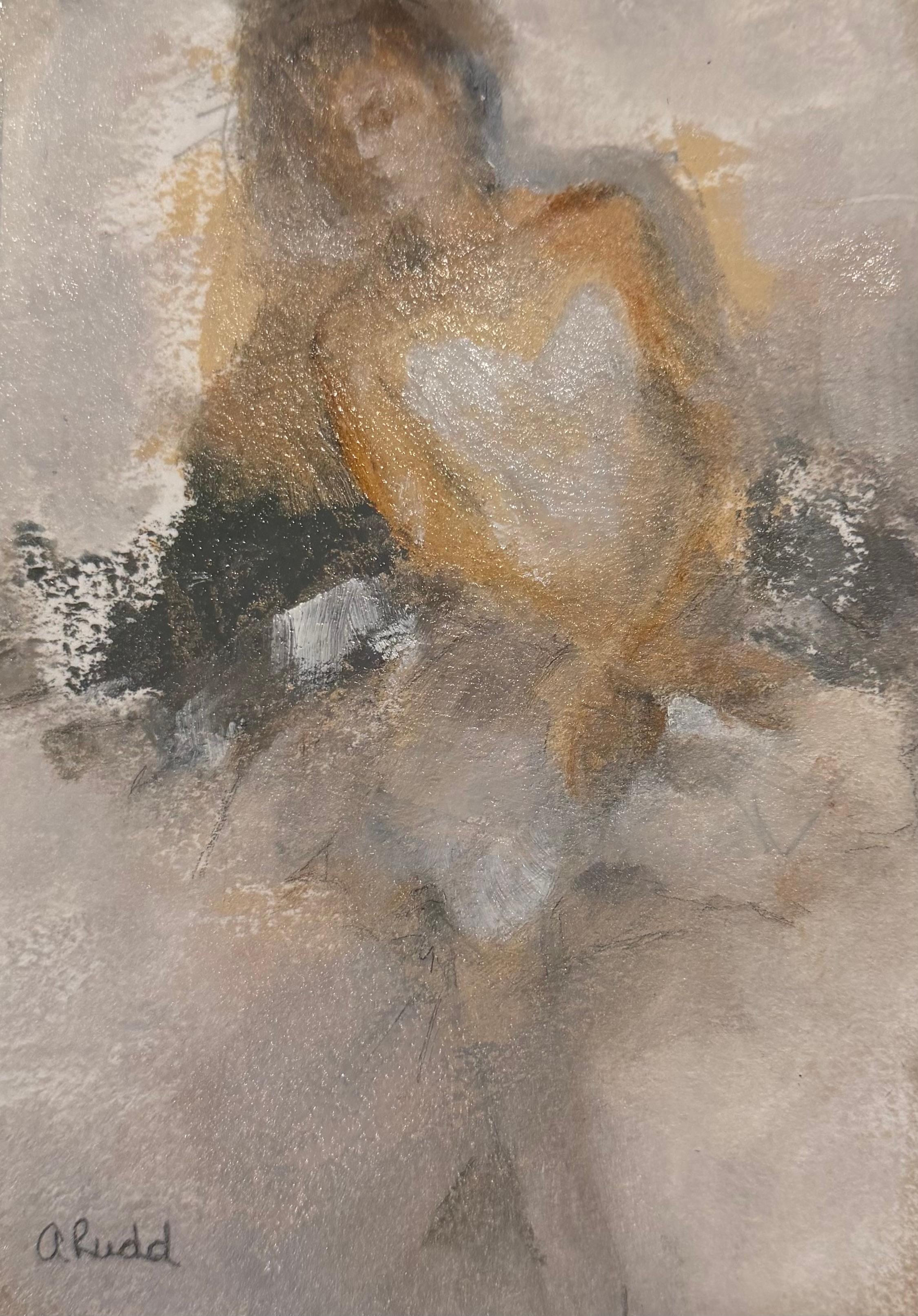 Swan Pose, Contemporary Ballet Figure Oil Painting by Ann Rudd