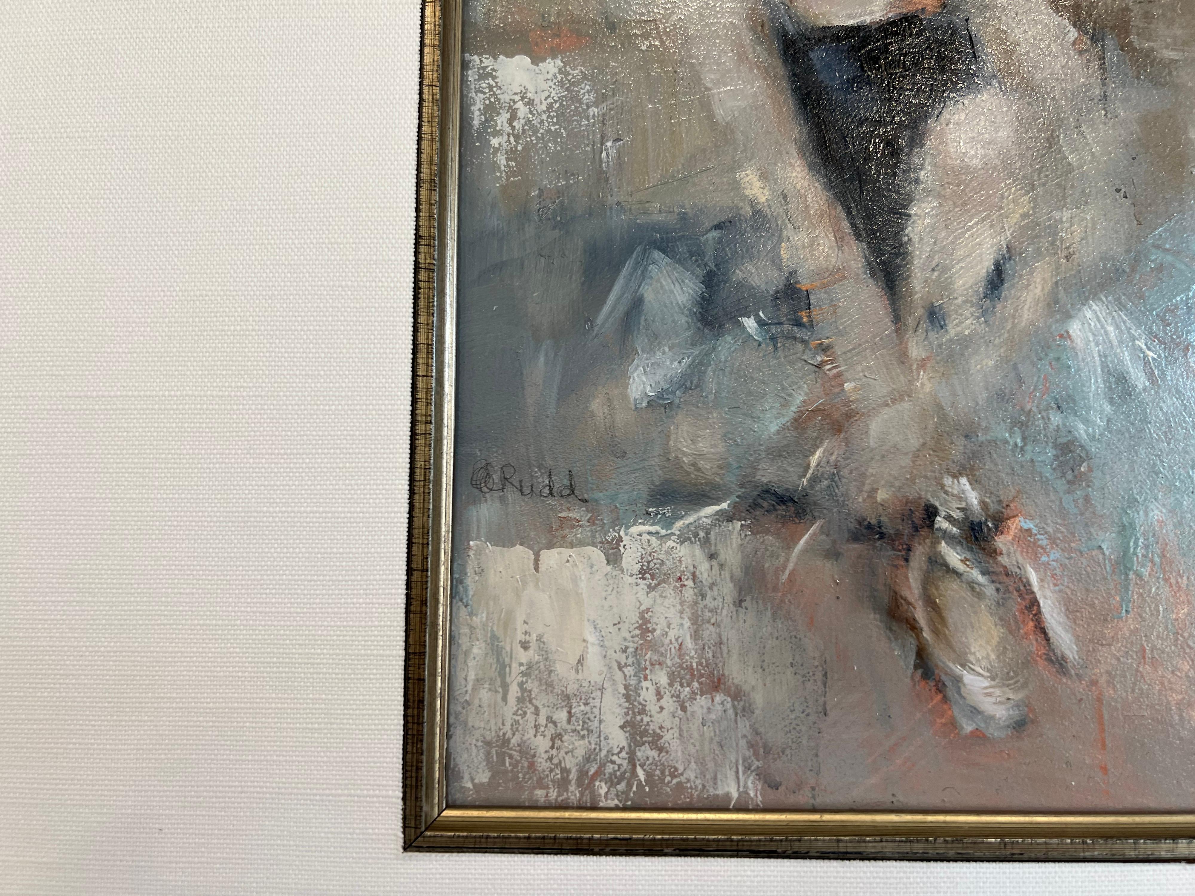 Waiting in the Wings by Ann Rudd, Framed Figurative Impressionist Ballerina 3