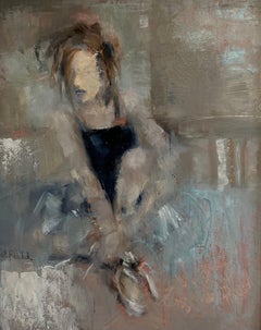 Waiting in the Wings by Ann Rudd, Framed Figurative Impressionist Ballerina