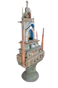 Ann Ruff Large Figural Tiered Folk Art Sculpture Altar Church's Shrine Statue 91"