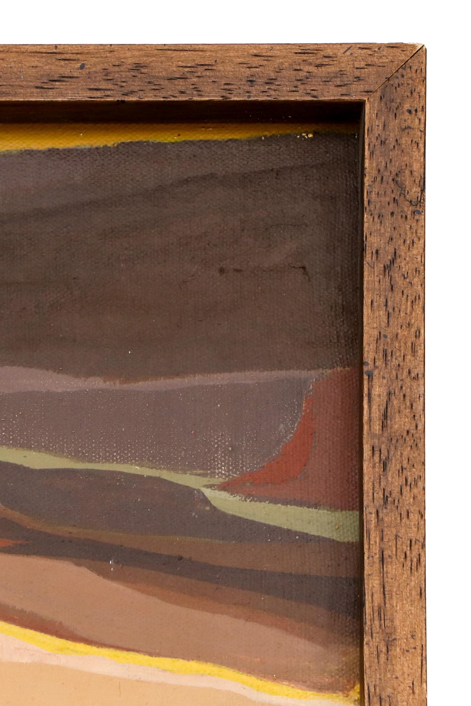1960 Mid Century Modern Desert Landscape Acrylic Painting in Rich Earth Tones (Pittura acrilica di un paesaggio desertico di metà secolo) in vendita 3