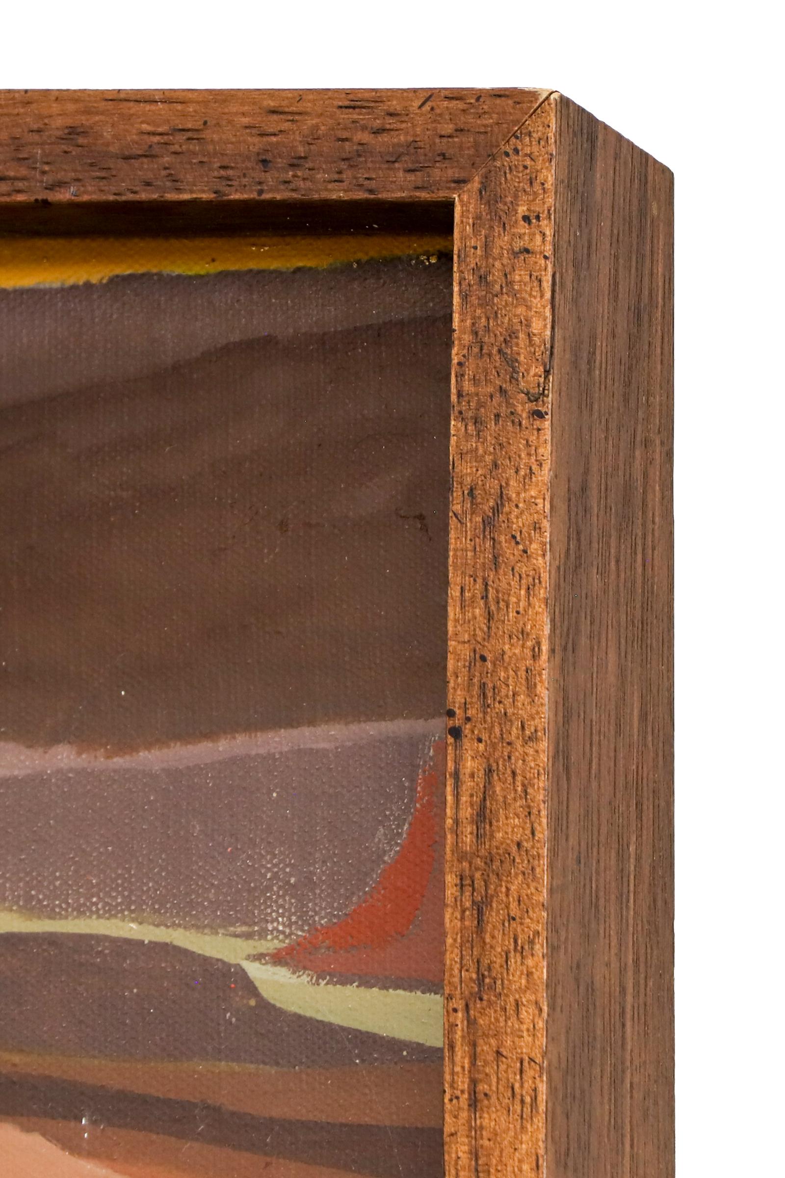 1960 Mid Century Modern Desert Landscape Acrylic Painting in Rich Earth Tones (Pittura acrilica di un paesaggio desertico di metà secolo) in vendita 4