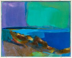 Ann Sink “Rocky Shore” 1967 Mid-Century Coastal Abstract Oil Painting