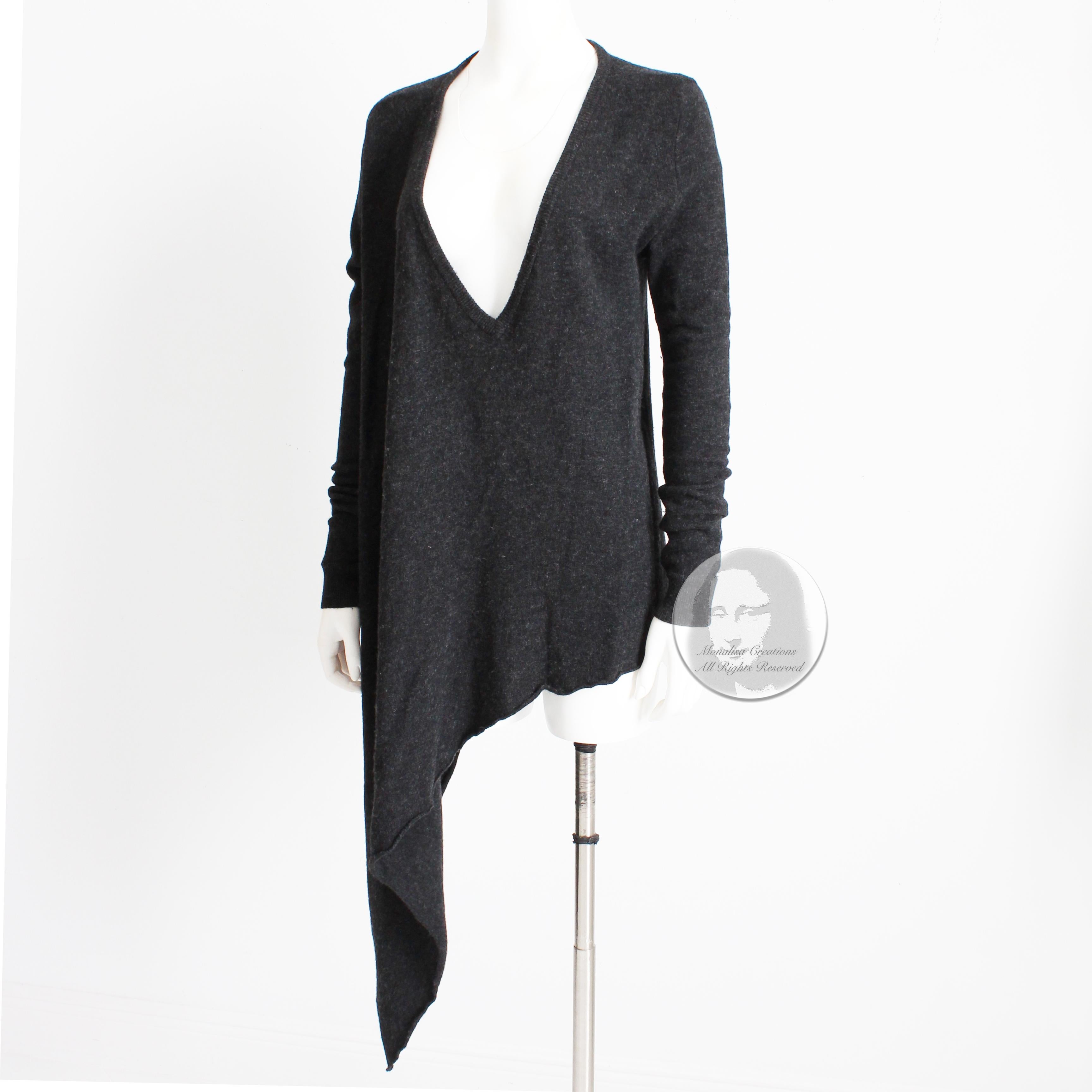 Women's or Men's Ann-Sofie Back Sweater Asymmetric Pullover Charcoal Wool Lagenlook 2009 Size L