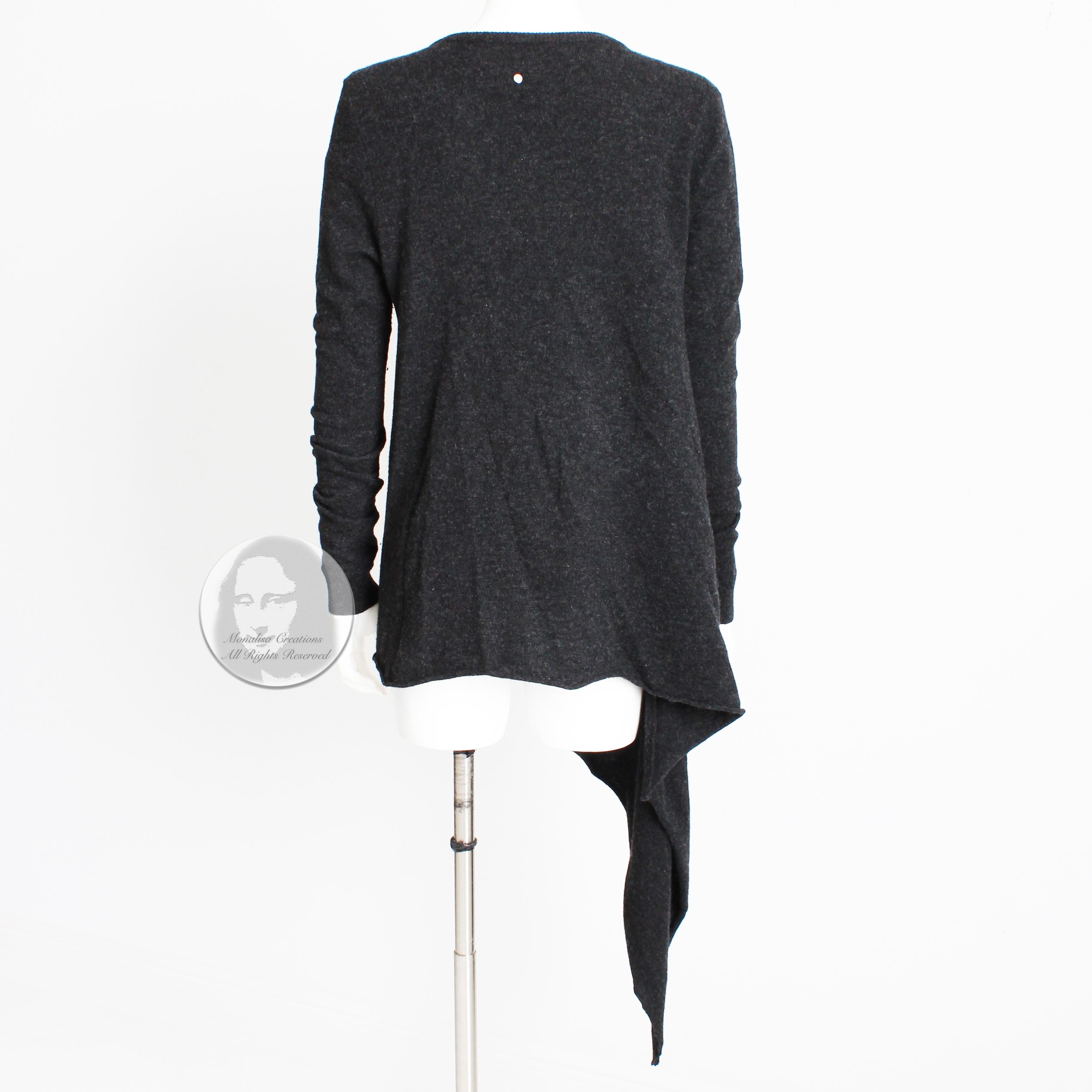 Ann-Sofie Back Sweater Asymmetric Pullover Charcoal Wool Lagenlook 2009 Size L 2