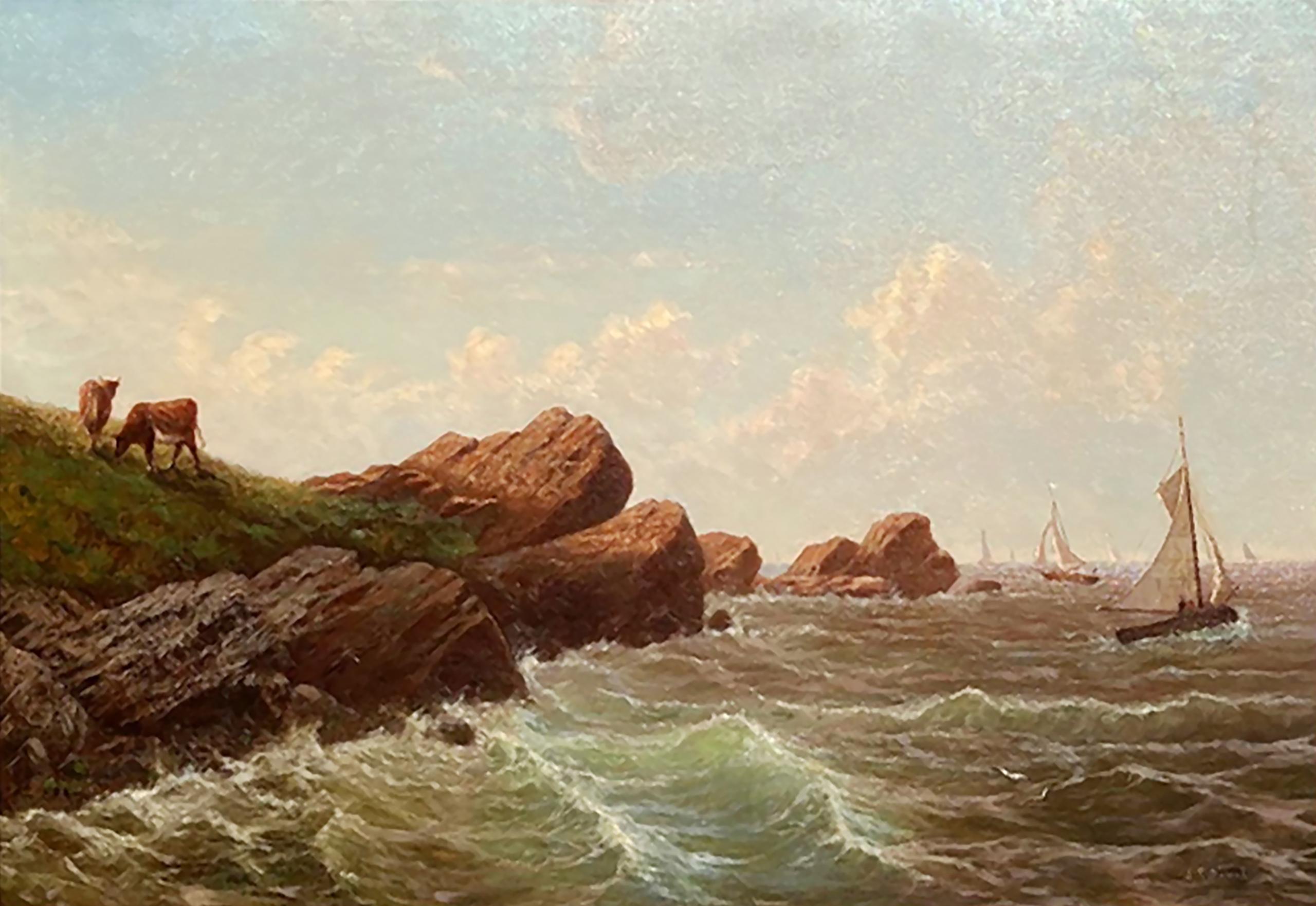 Cattle by the Sea, um 1867 von Ann Sophia Towne Darrah ( Amerikanerin, 1819-1881) im Angebot 1