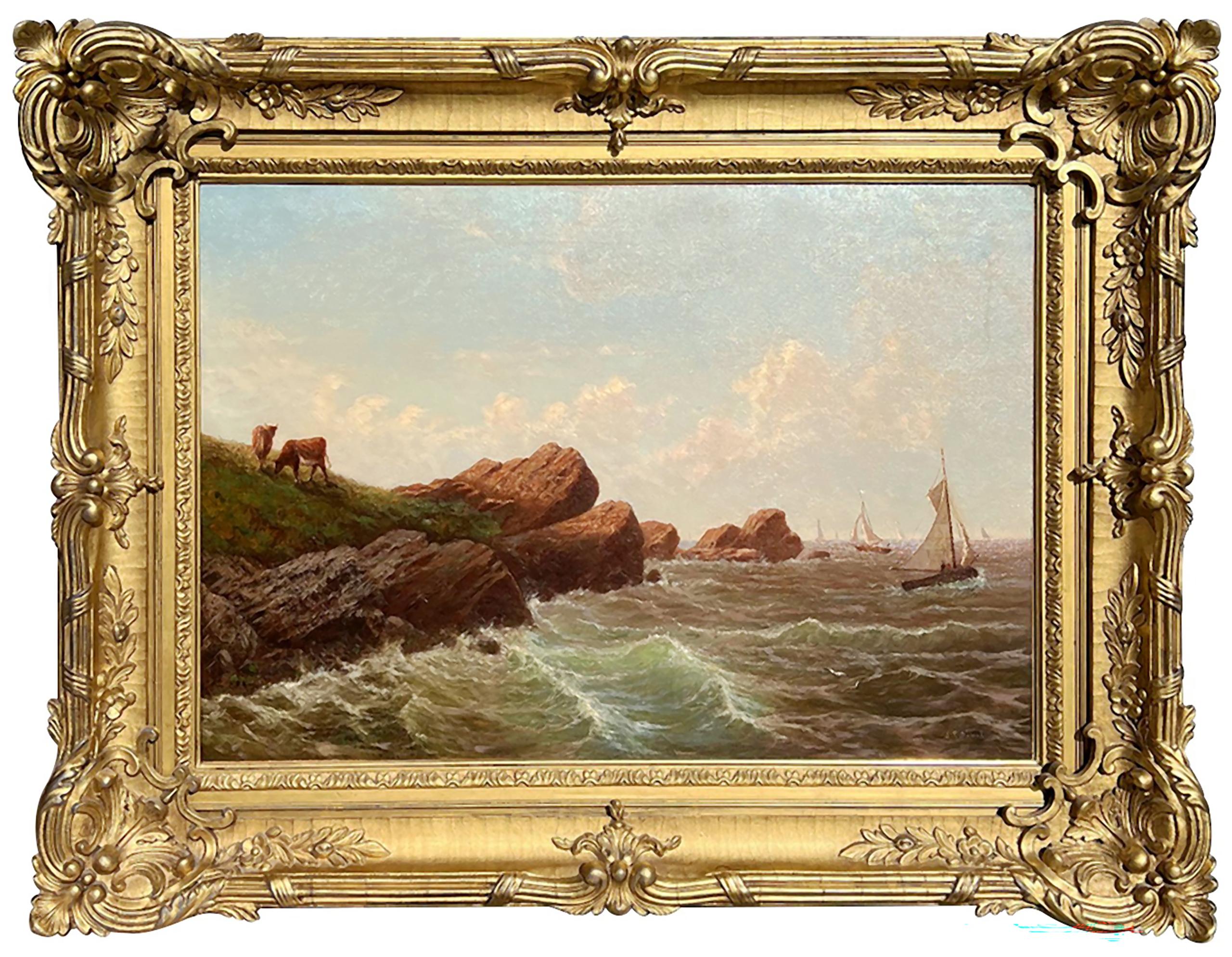 Bestiame in riva al mare, 1867 circa di Ann Sophia Towne Darrah (americana, 1819-1881)