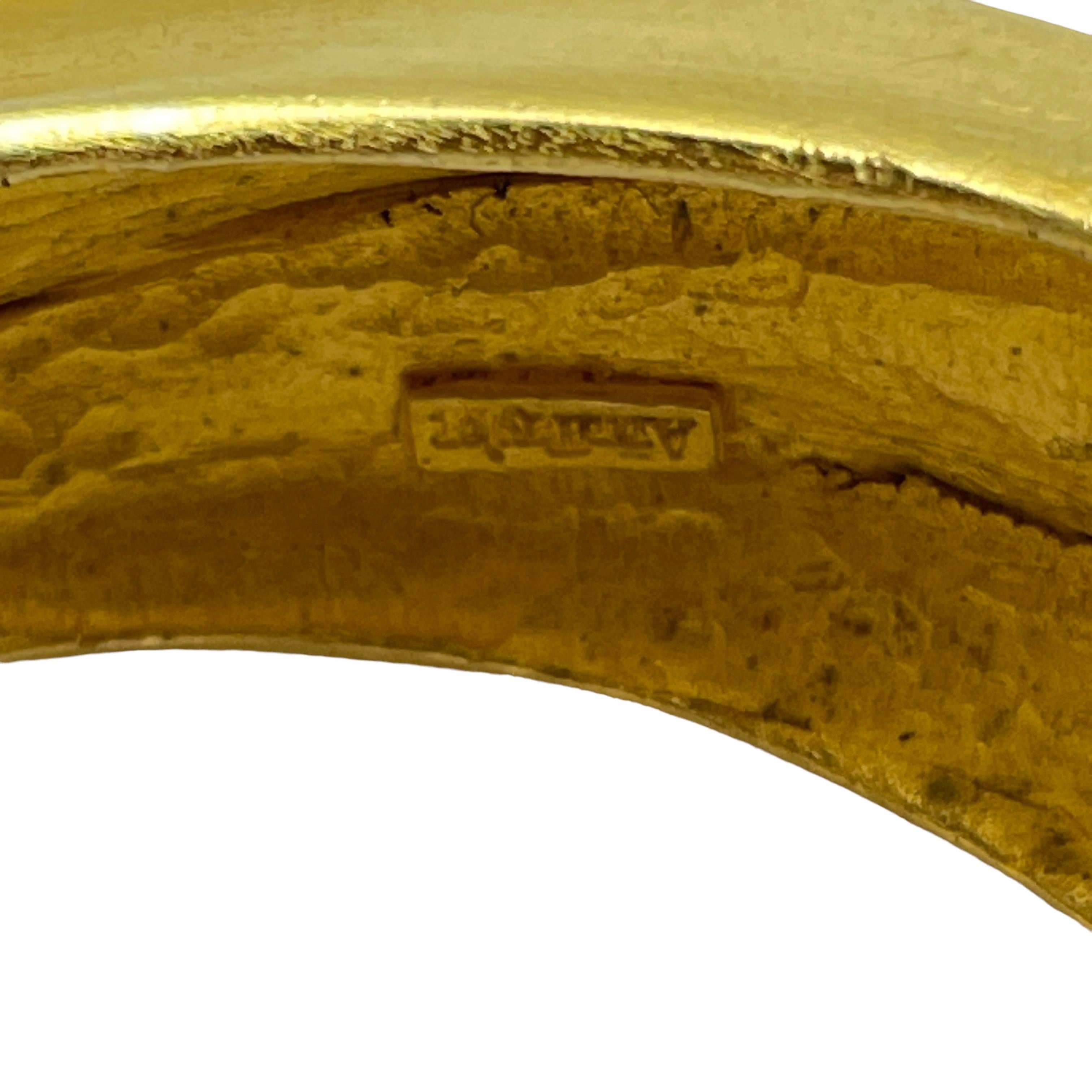 ANN TAYLOR vintage matte gold modernist geometric designer runway cuff bracelet In Excellent Condition For Sale In Palos Hills, IL