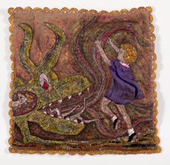 Fiber, Mixed Media, Hand Stitched: 'Hellmouth!'