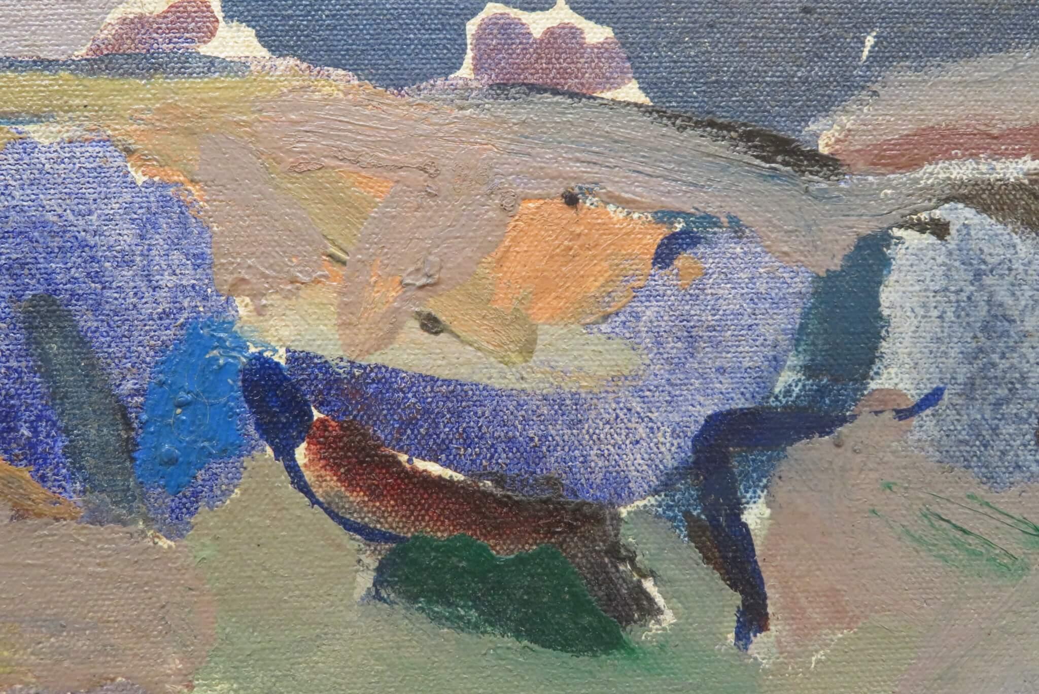 Superbe peinture à l'huile coloriste / fauviste de Santorin Grèce c.1980 - Fauvisme Painting par Ann Winn