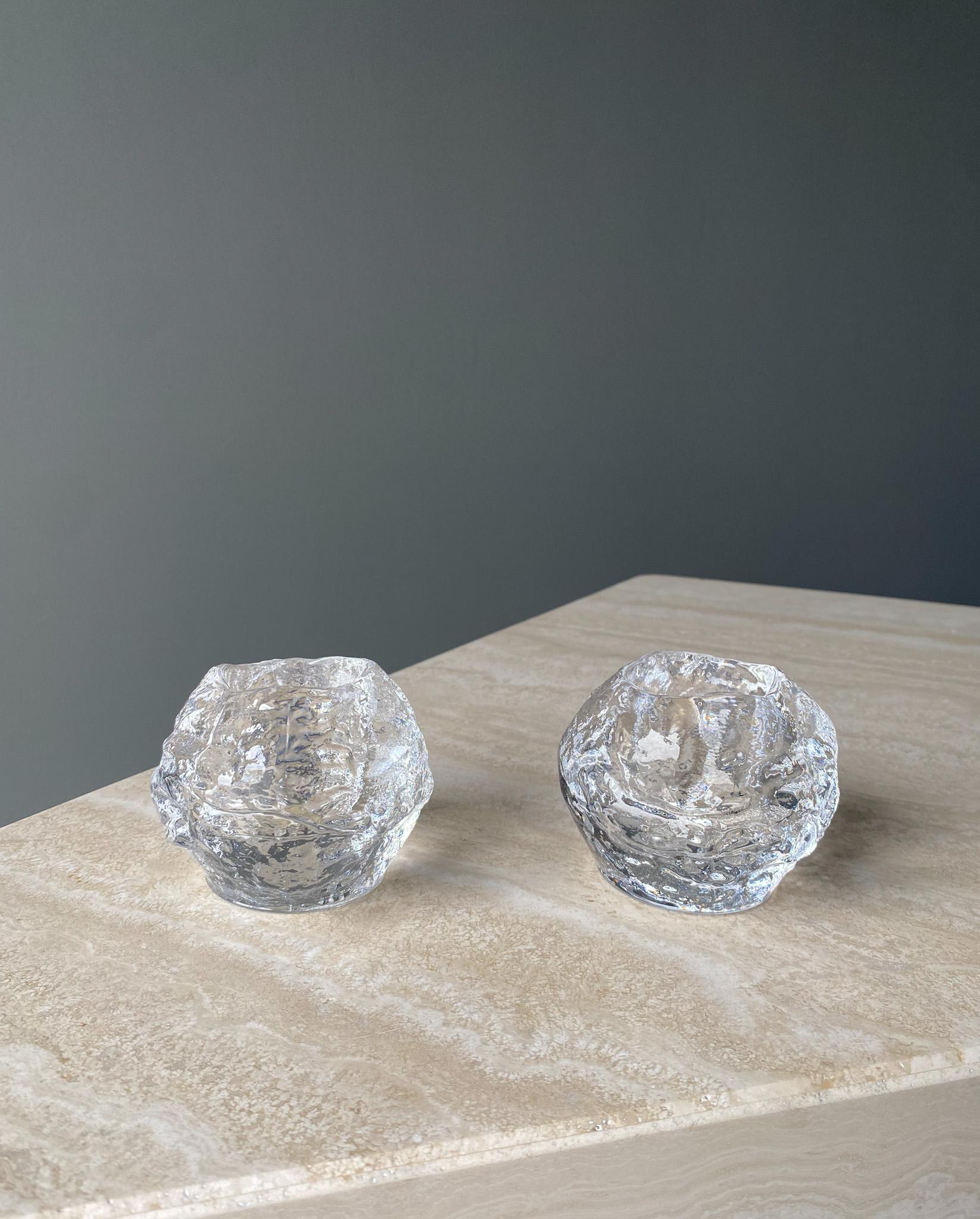 Ann Wolff Snowball Glass Crystal Candle Holder for Kosta Boda, Sweden, 1980s  For Sale 5