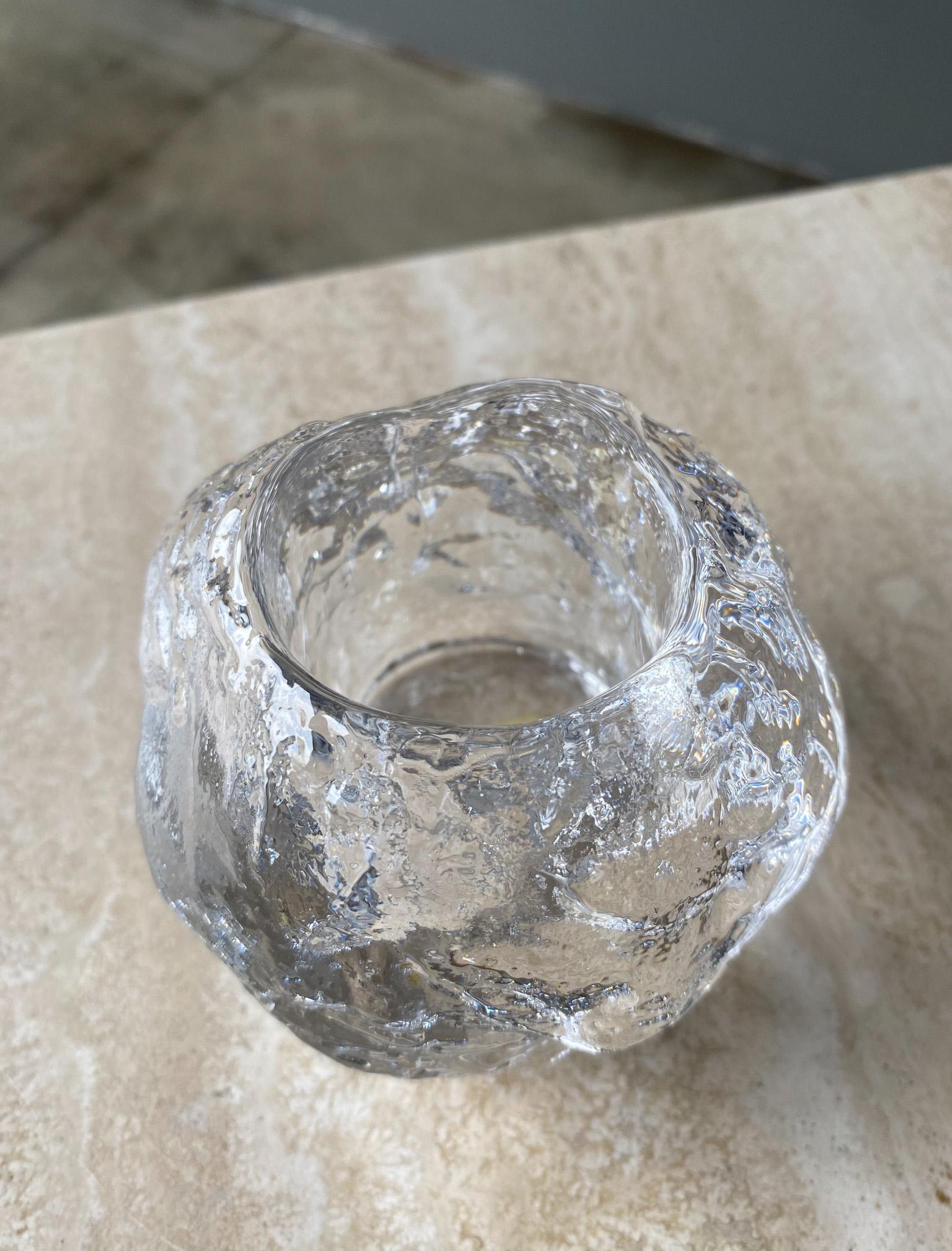 Ann Wolff Snowball Glass Crystal Candle Holder for Kosta Boda, Sweden, 1980s  For Sale 6