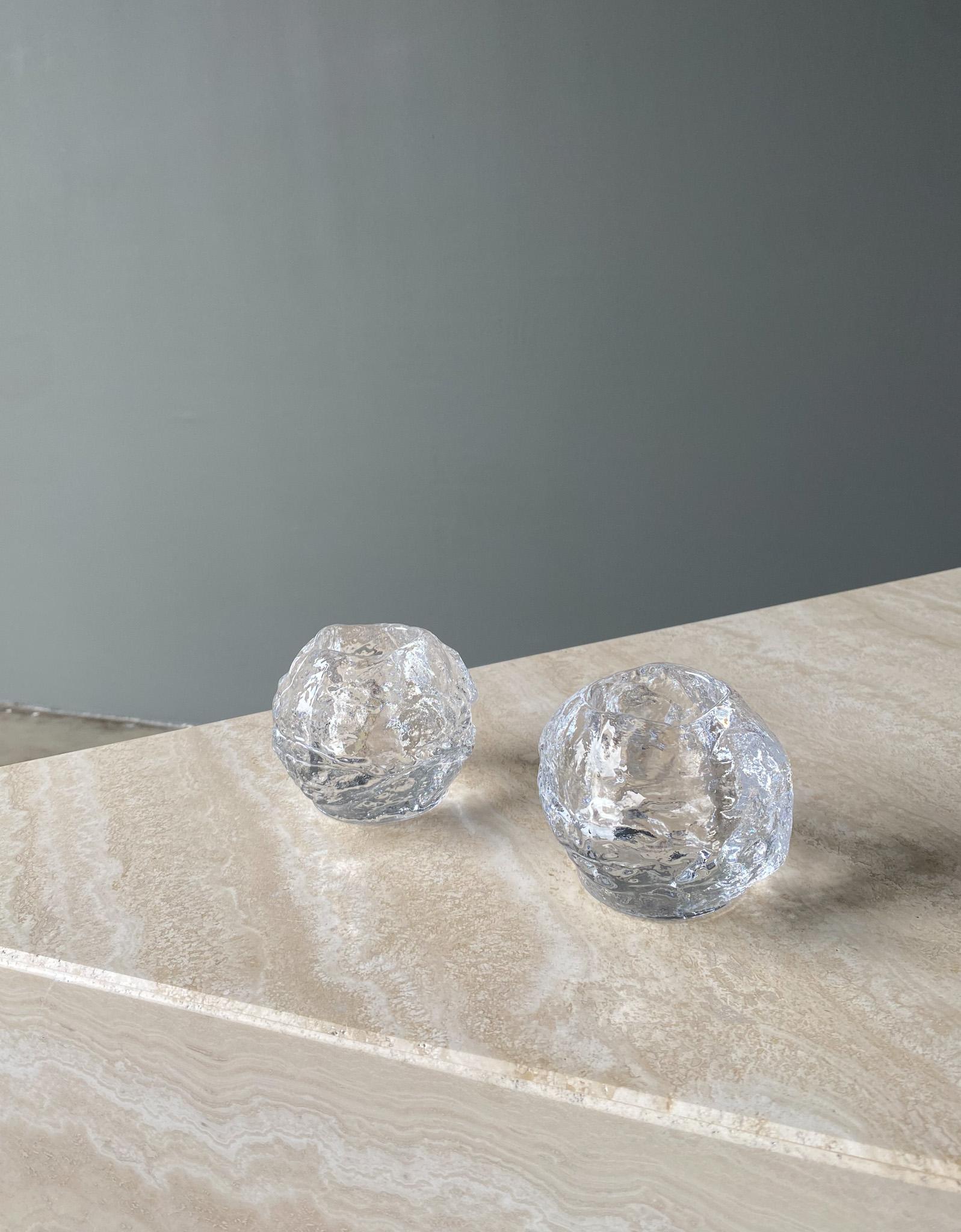Ann Wolff Snowball Glass Crystal Candle Holder for Kosta Boda, Sweden, 1980s  For Sale 9